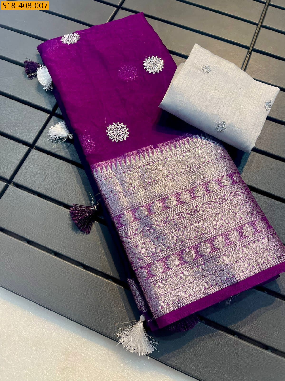 Violet Fancy Kanchipuram Organza Sarees