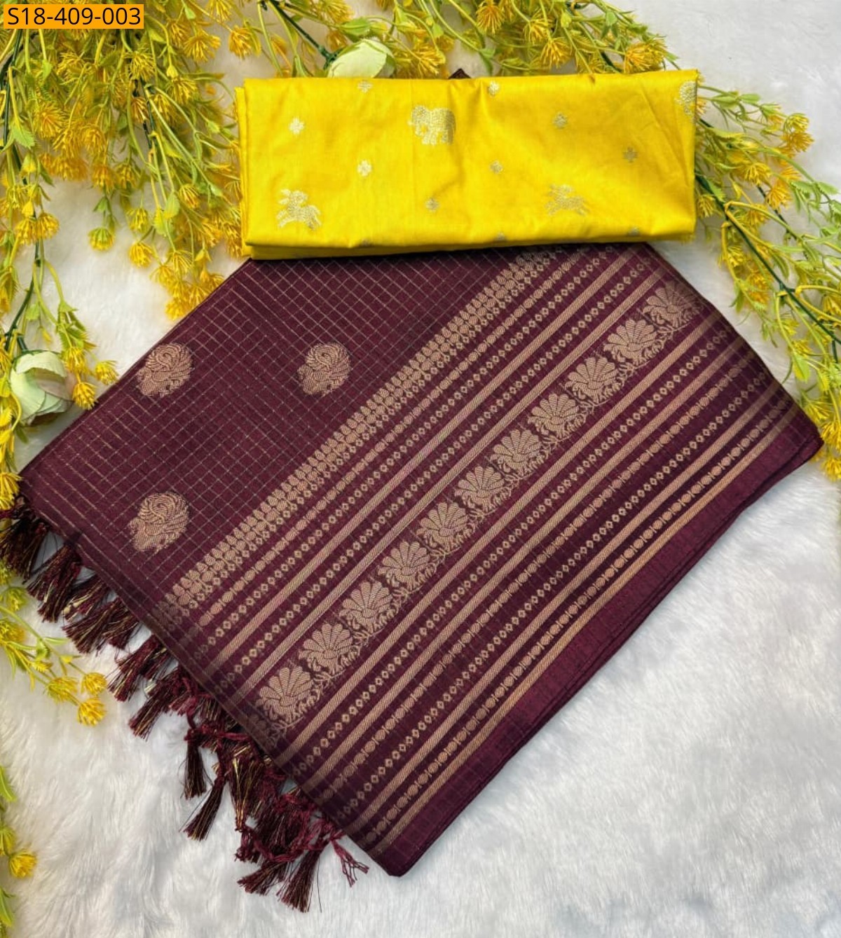 Maroon Fancy Dola silk saree