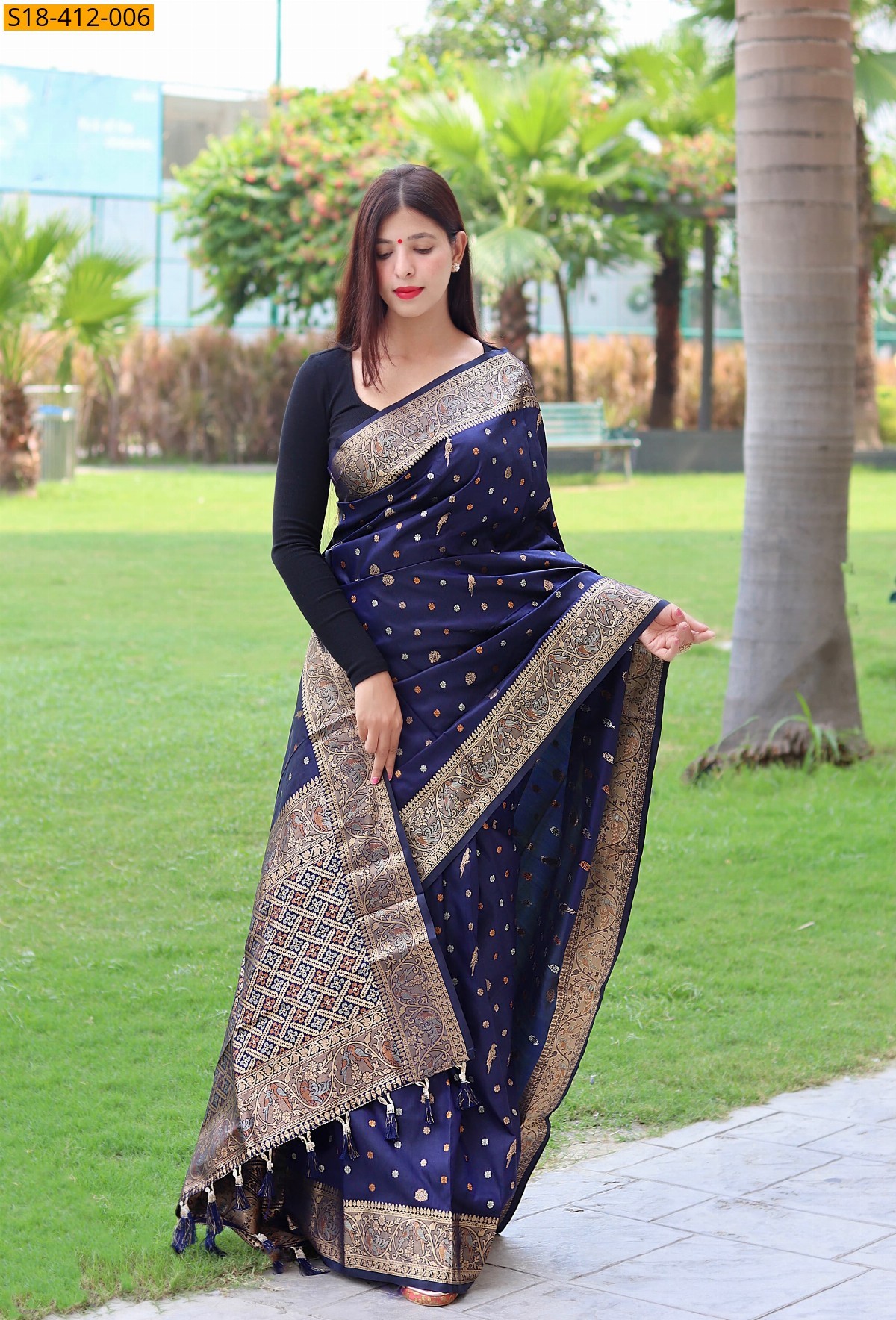 Navy blue Fancy Soft Silk sarees