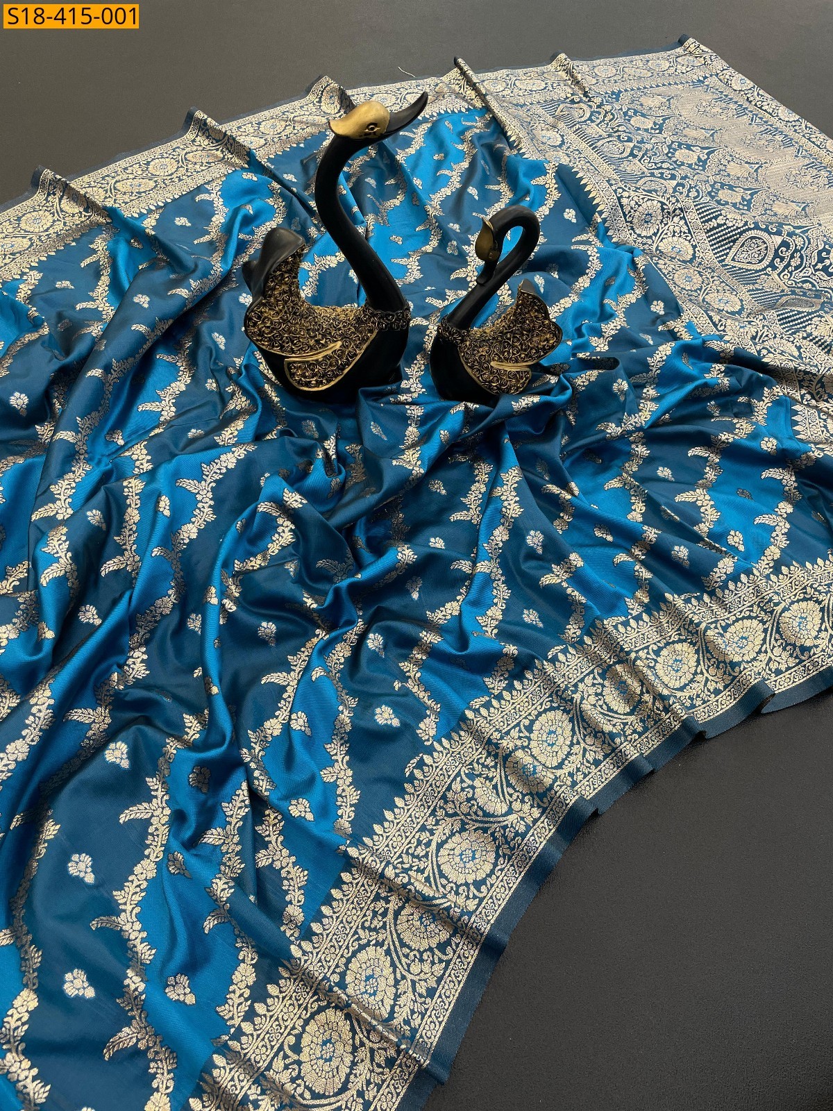 Peacock blue Fancy Banarasi Silk Sarees