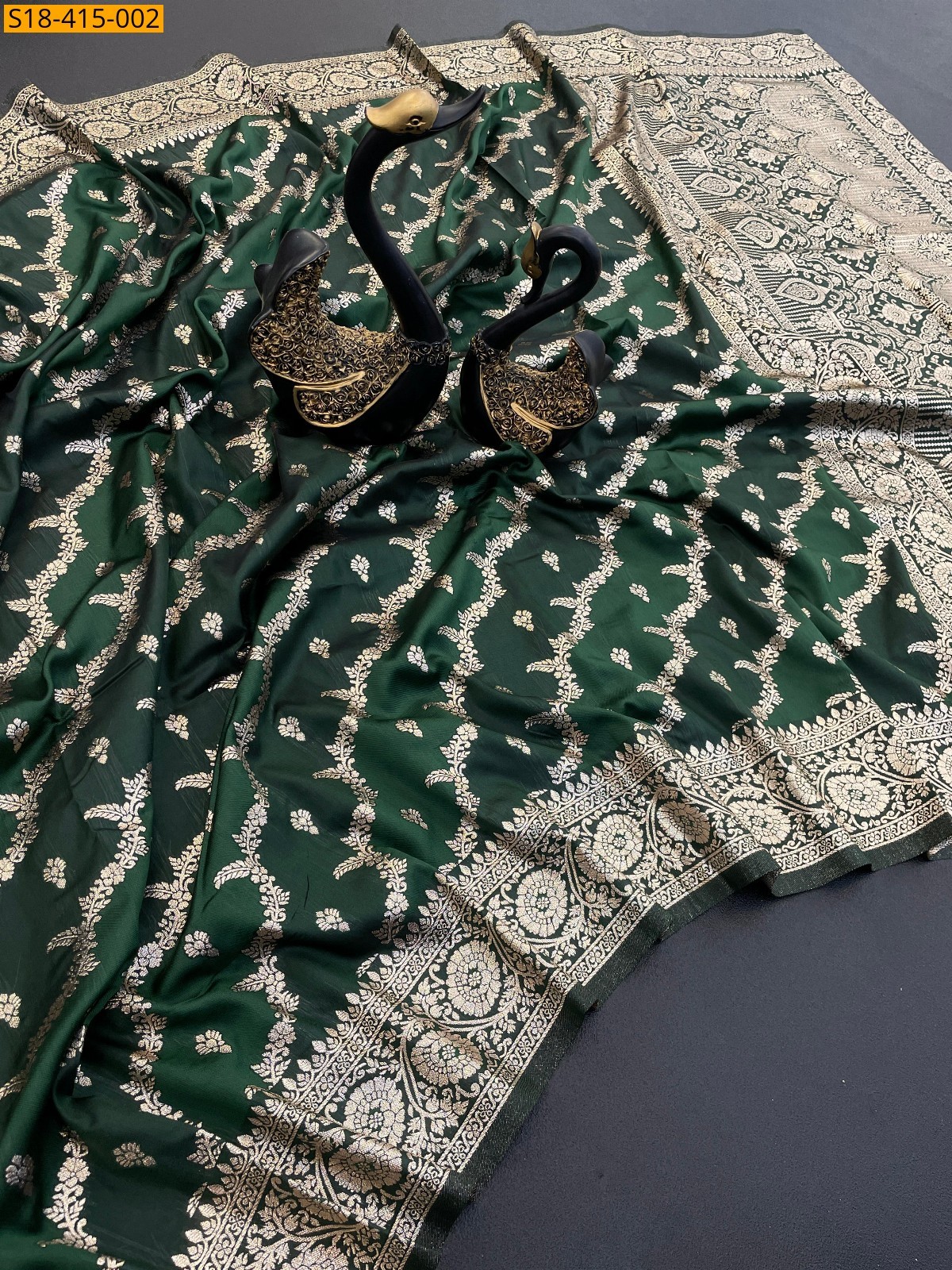 Dark green Fancy Banarasi Silk Sarees