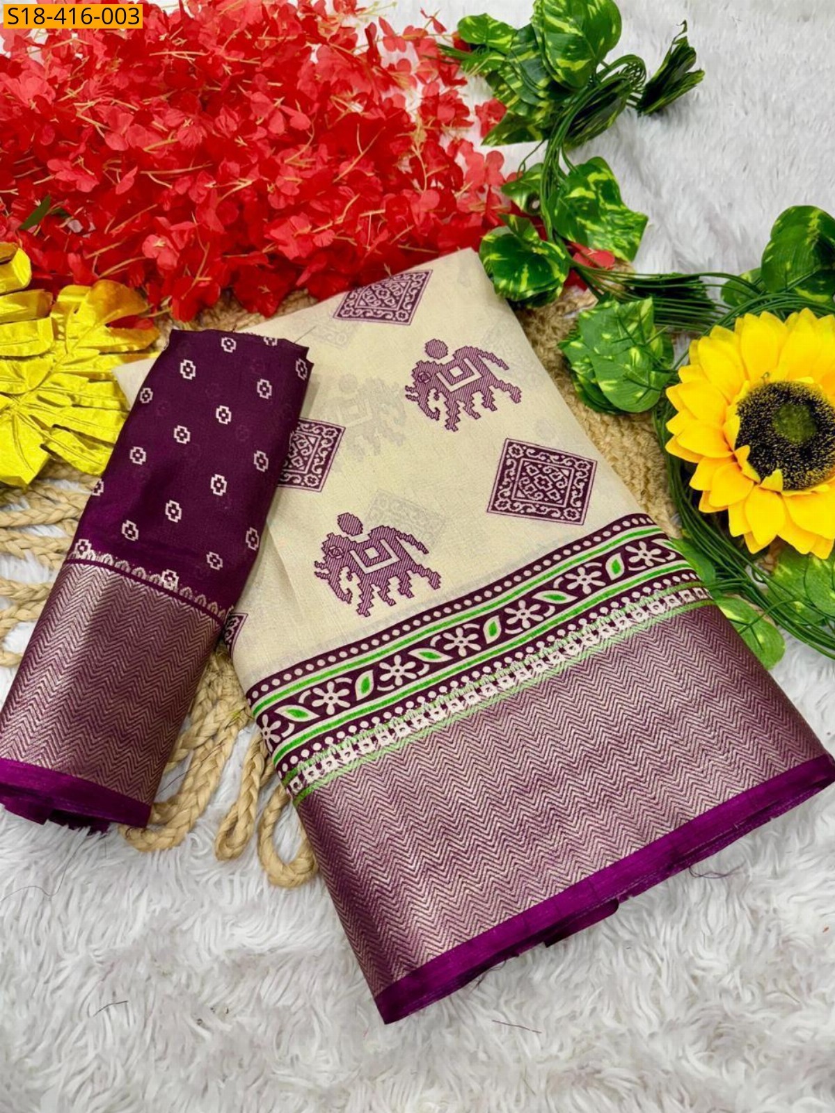 Half white Fancy marsh mellow saree