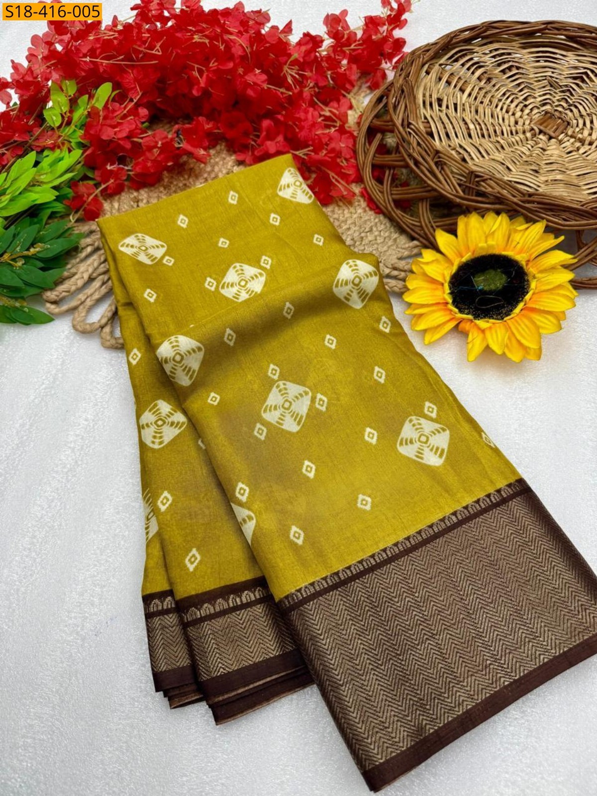 Ramar green Fancy marsh mellow saree