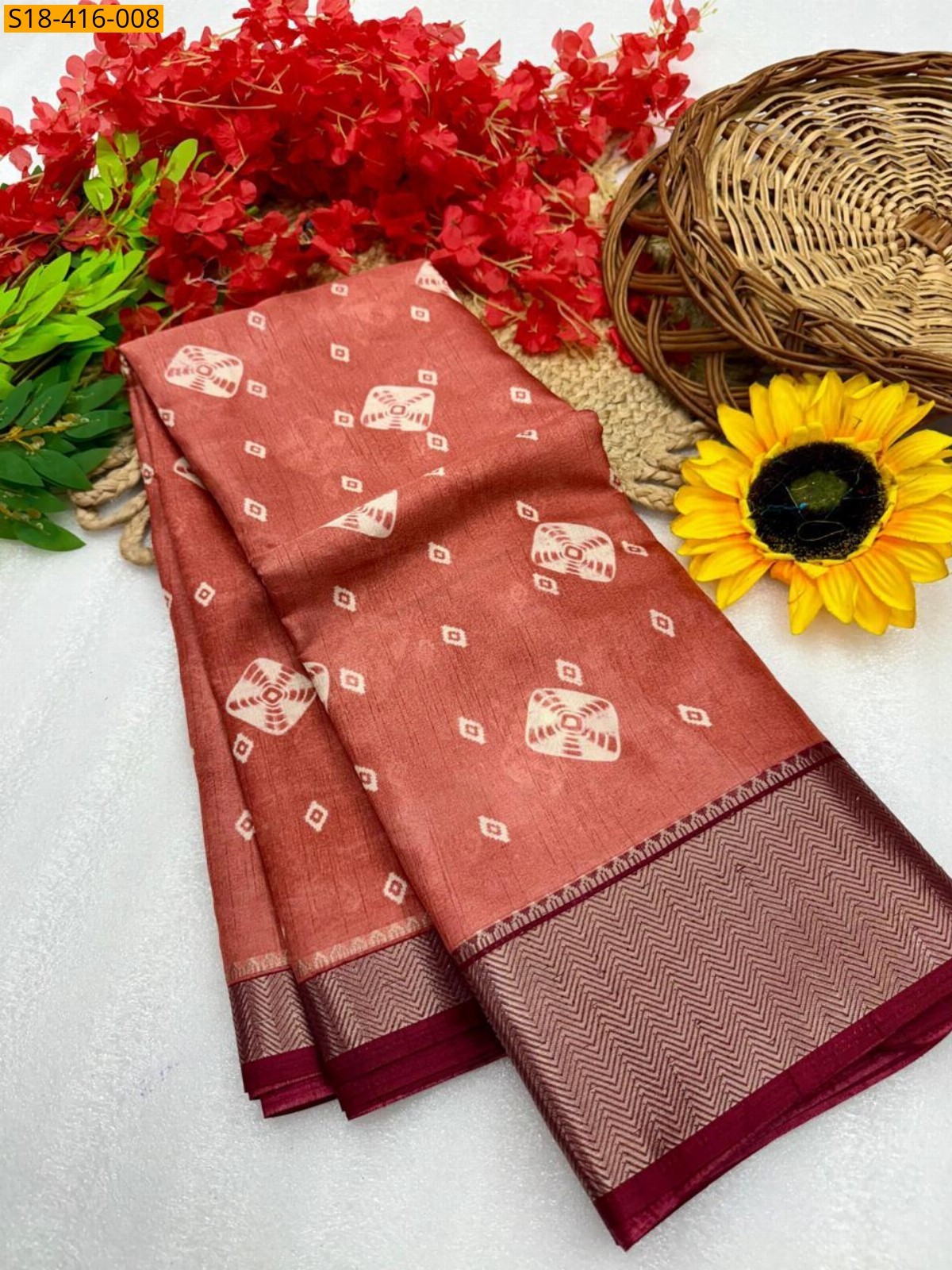 Peach Fancy marsh mellow saree