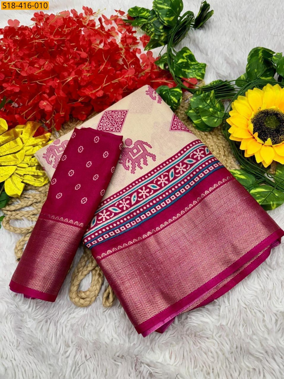 Half white Fancy marsh mellow saree