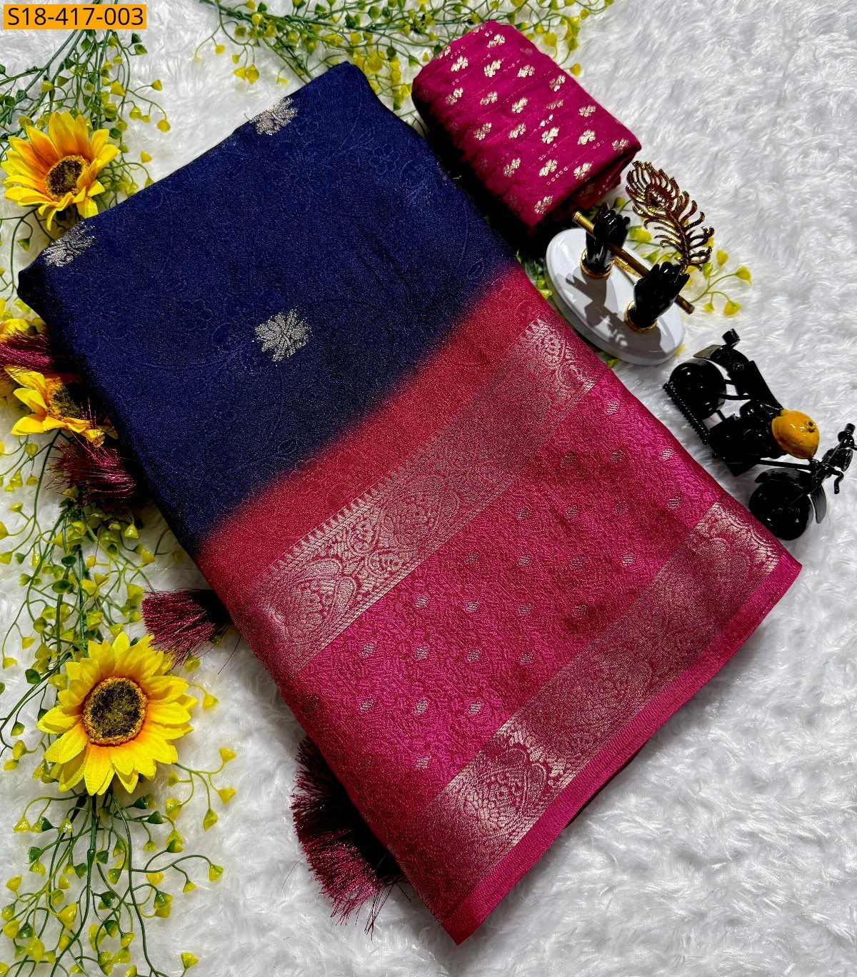 Navy blue Fancy mysore silk saree