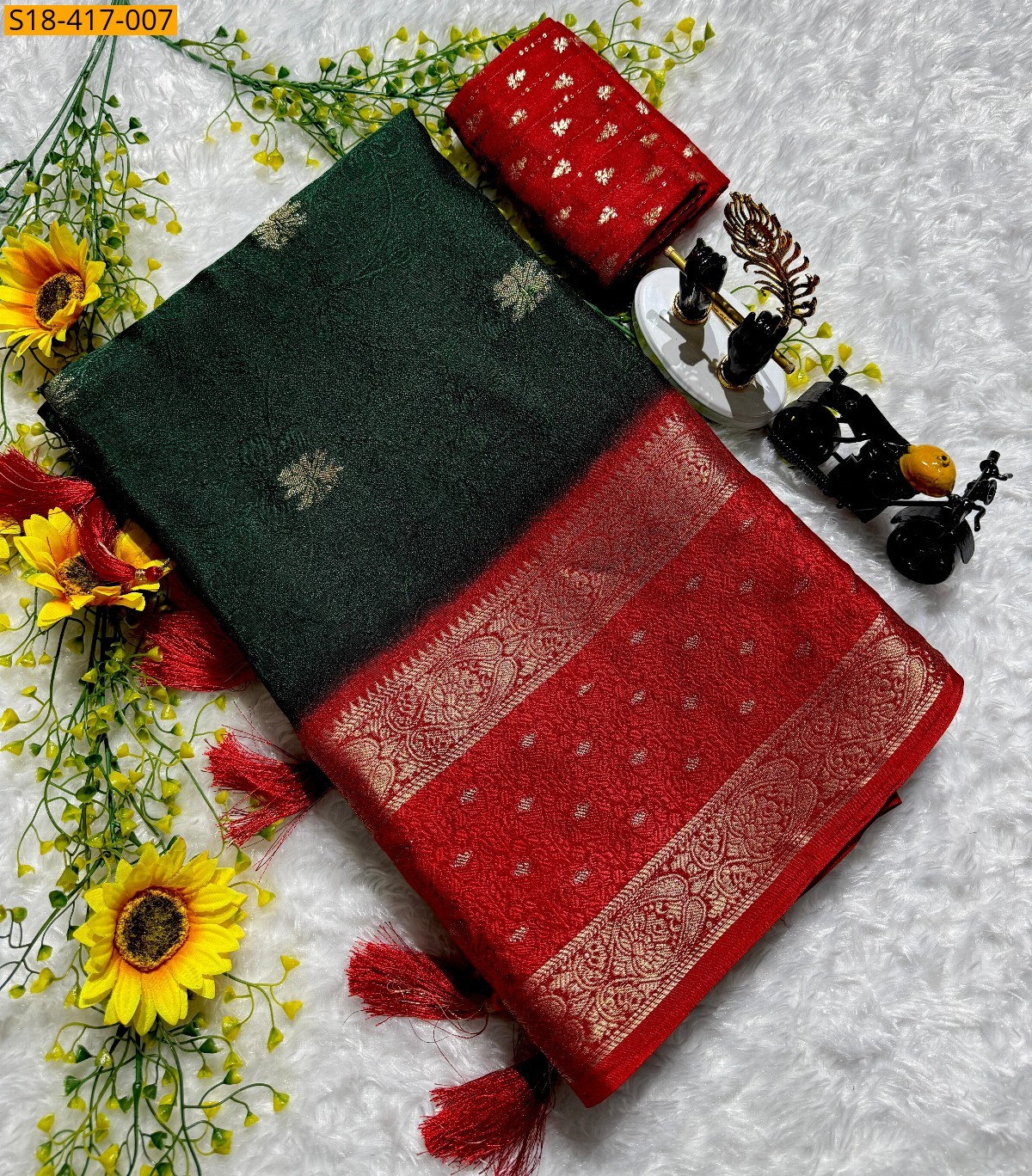 Bottle green Fancy mysore silk saree