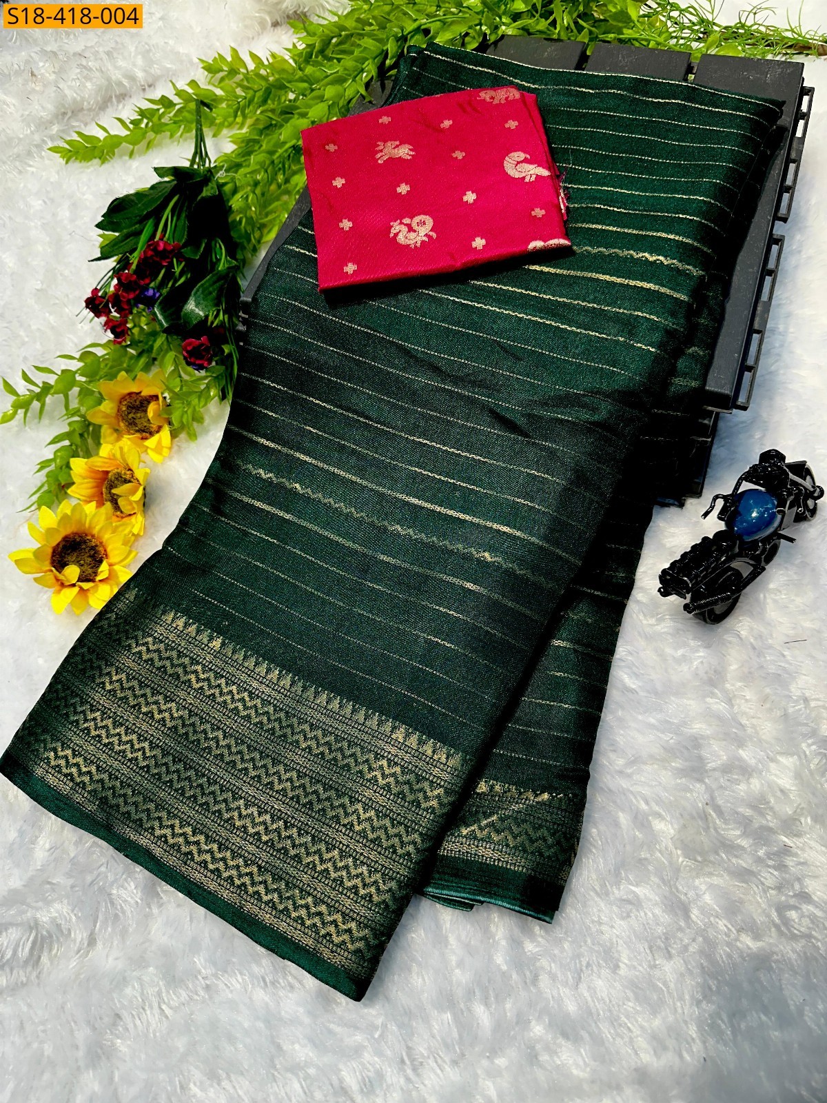 Green Fancy dola silk saree