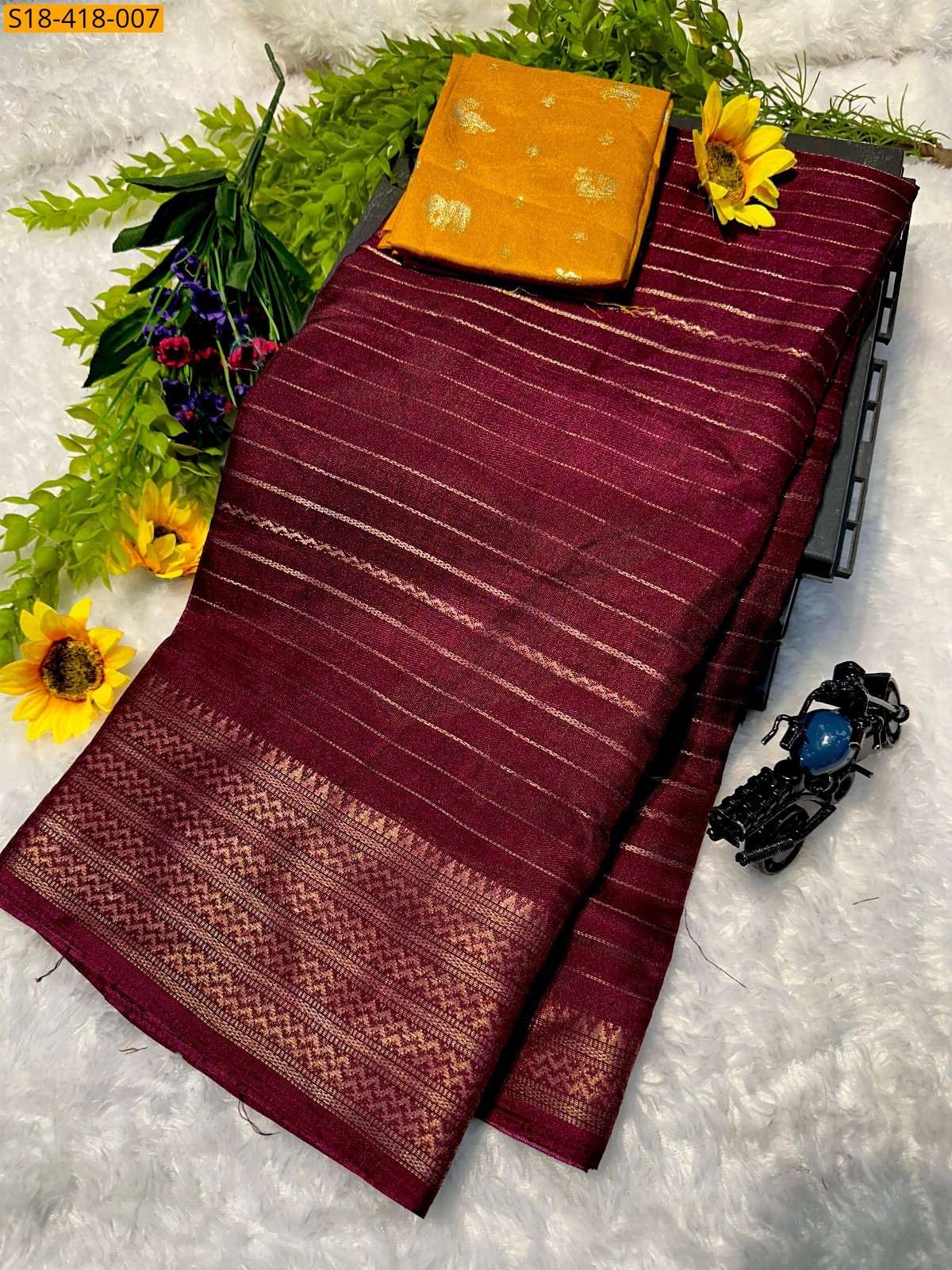 Maroon Fancy dola silk saree