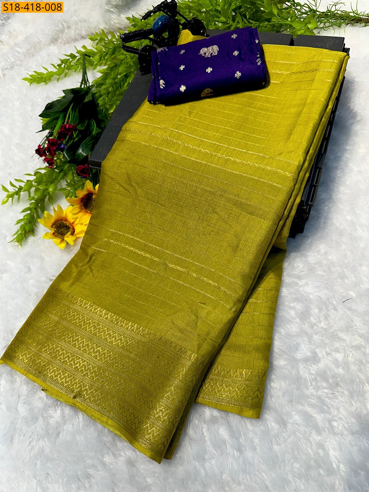 Green Fancy dola silk saree