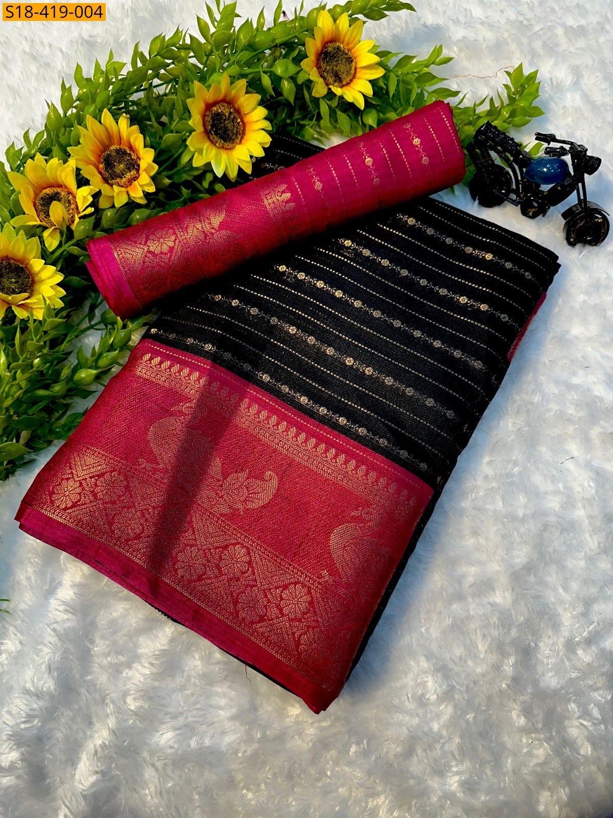 Black Fancy mysore silk saree