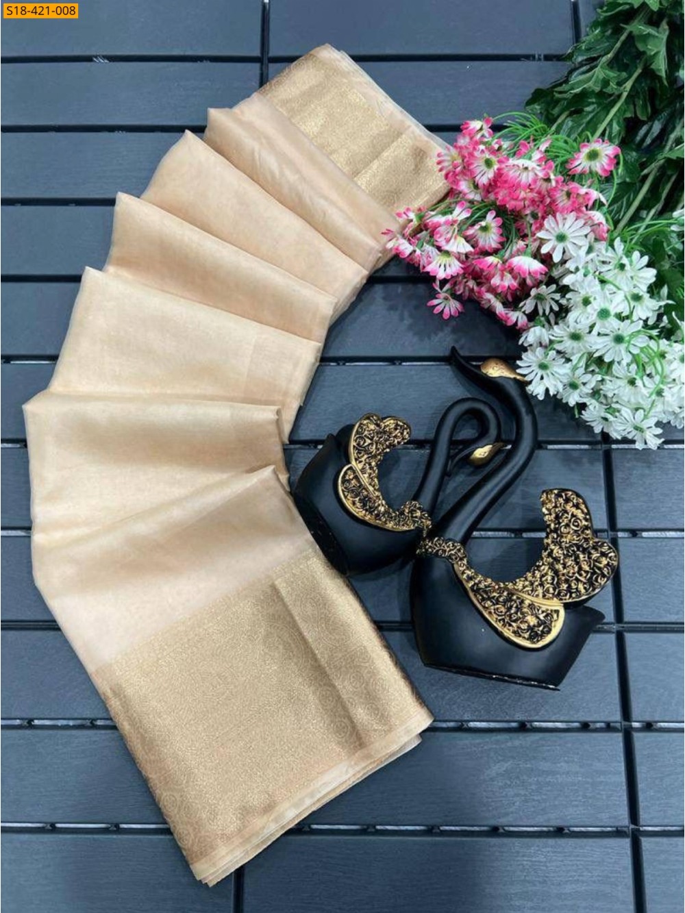 Sandal Organza sarees Sandal Organza sarees