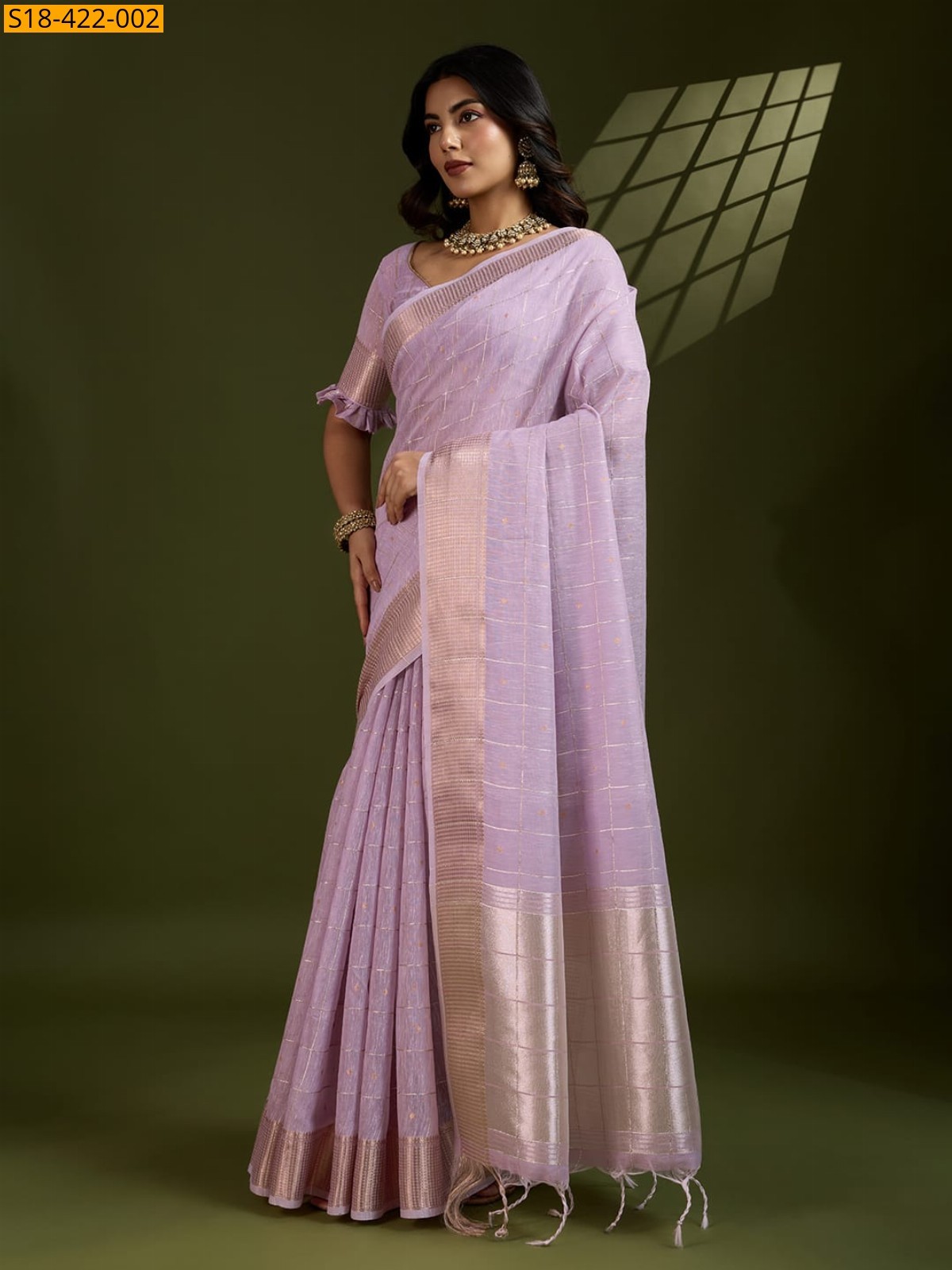 Lavender Fancy Tissue Linen Silk Saree