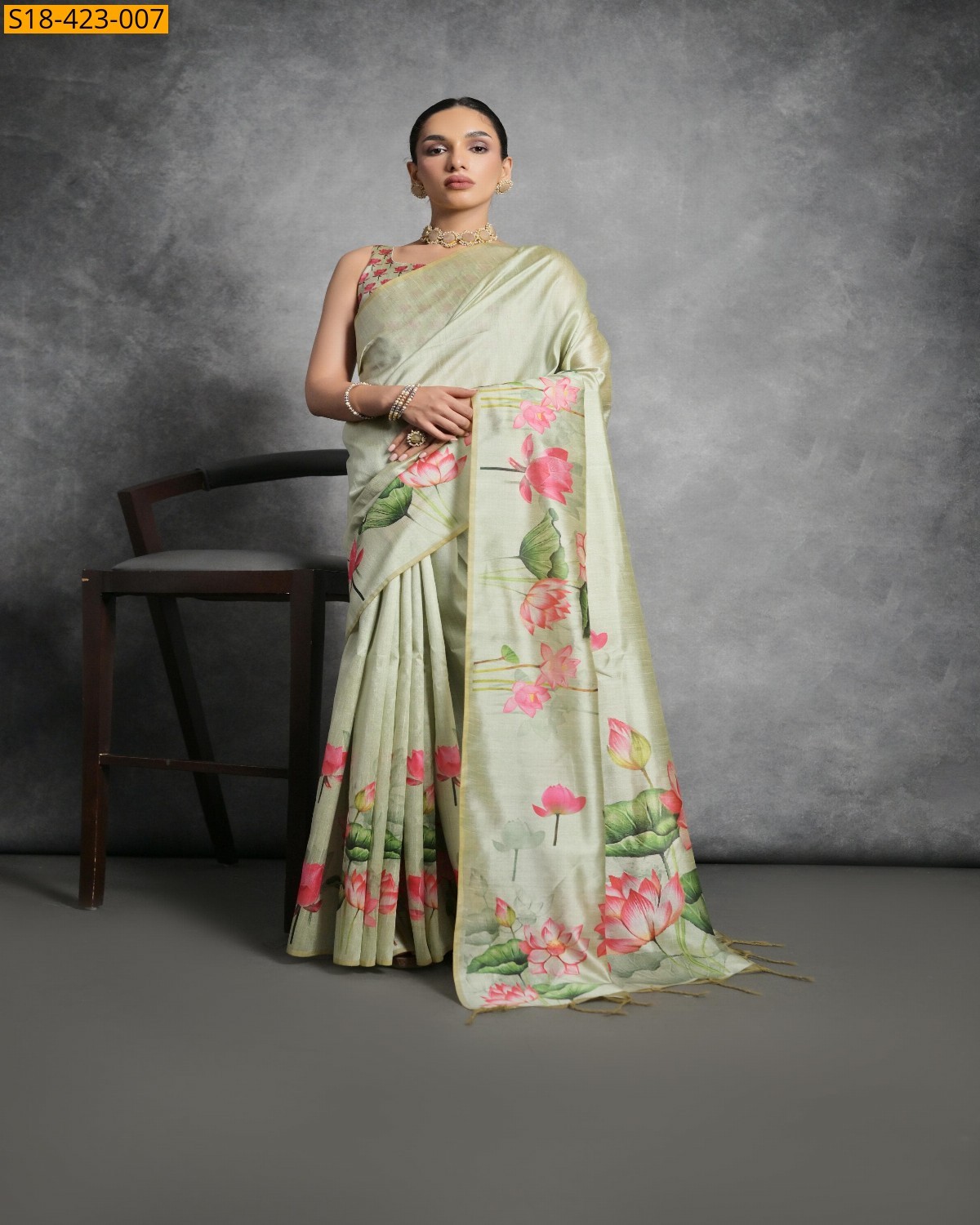 Green Fancy Tussar Silk Saree