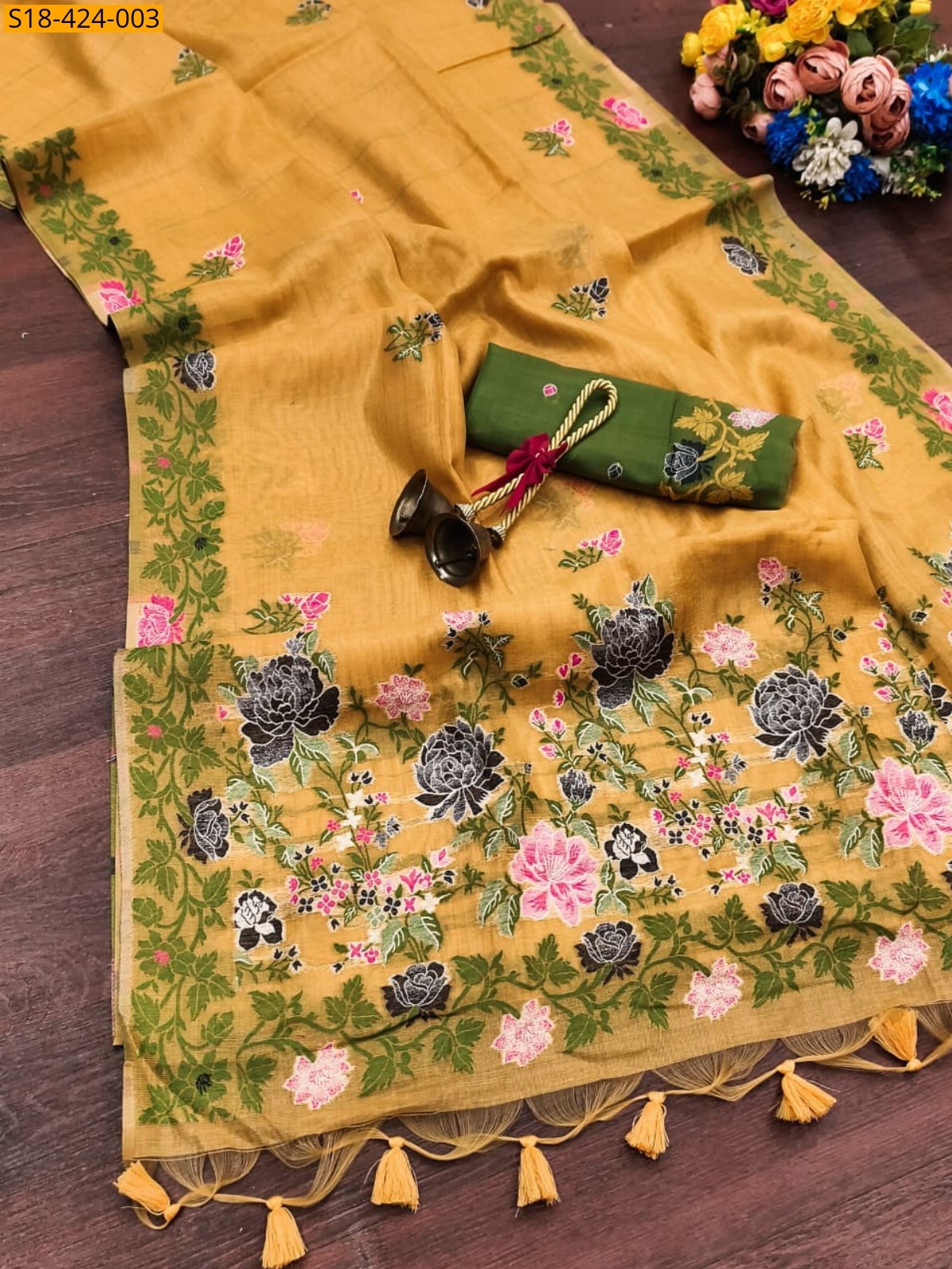 Yellow Fancy Tissue Silk Saree
