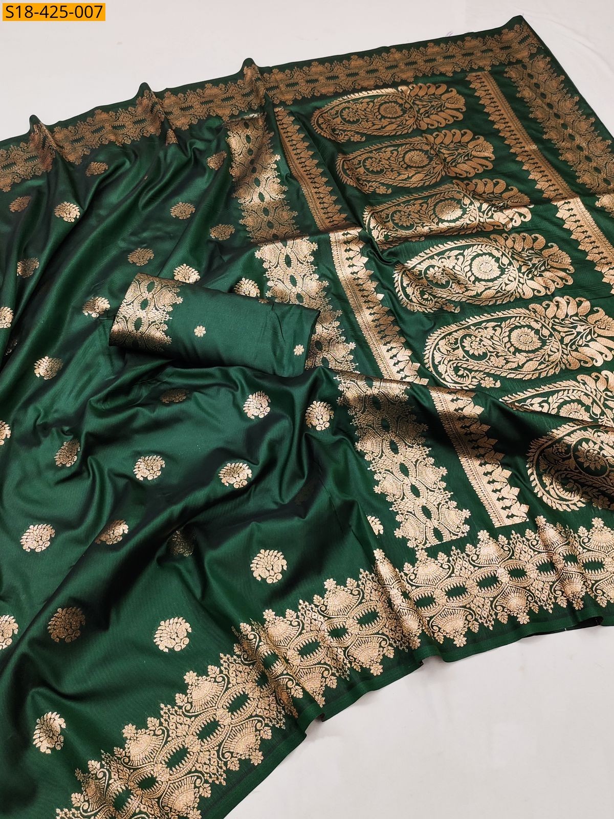 Dark Green Fancy  Soft silk saree
