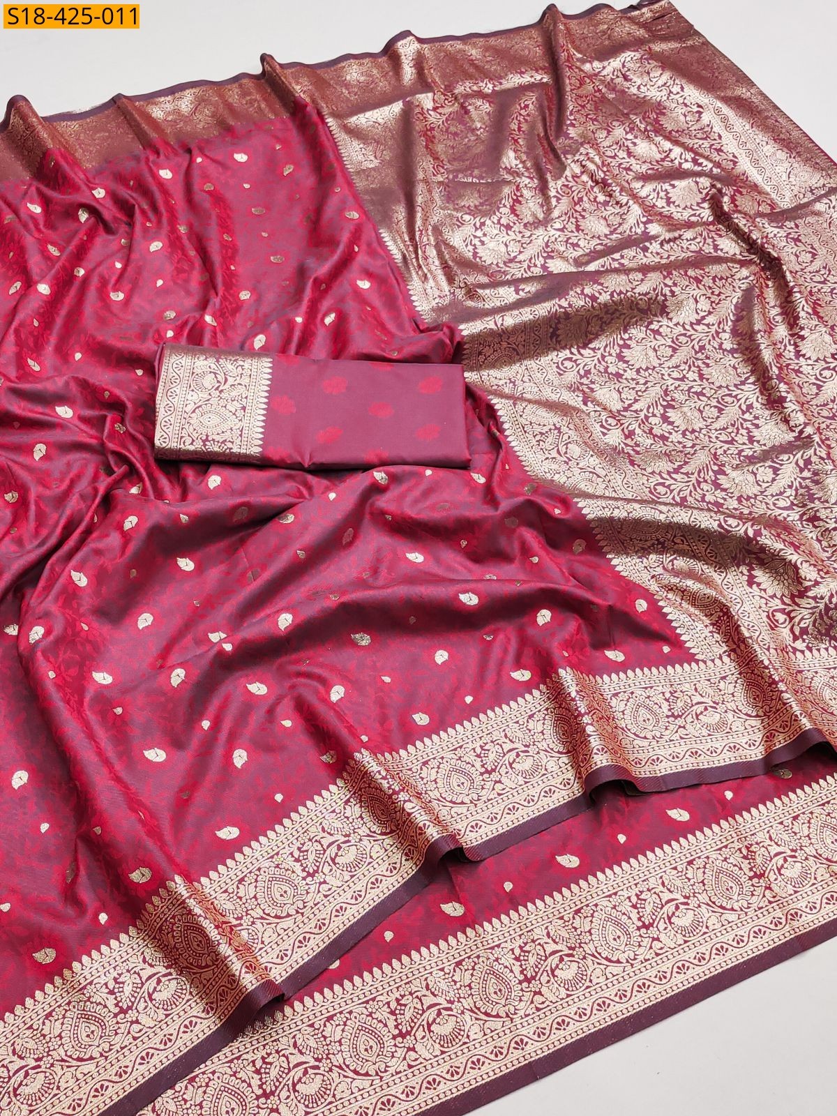Light Red Fancy  Soft silk saree