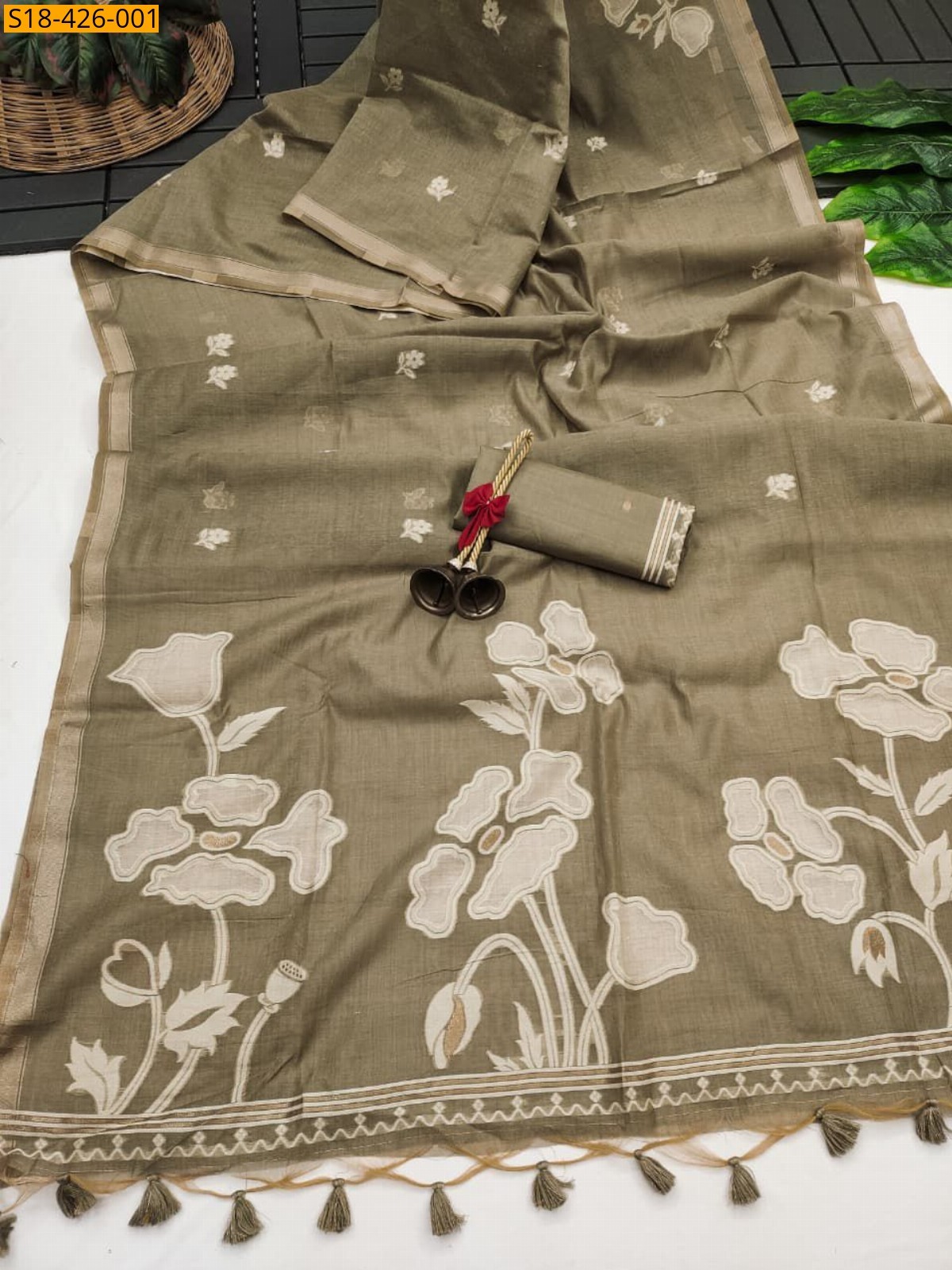 Dark Brown Fancy Soft silk saree