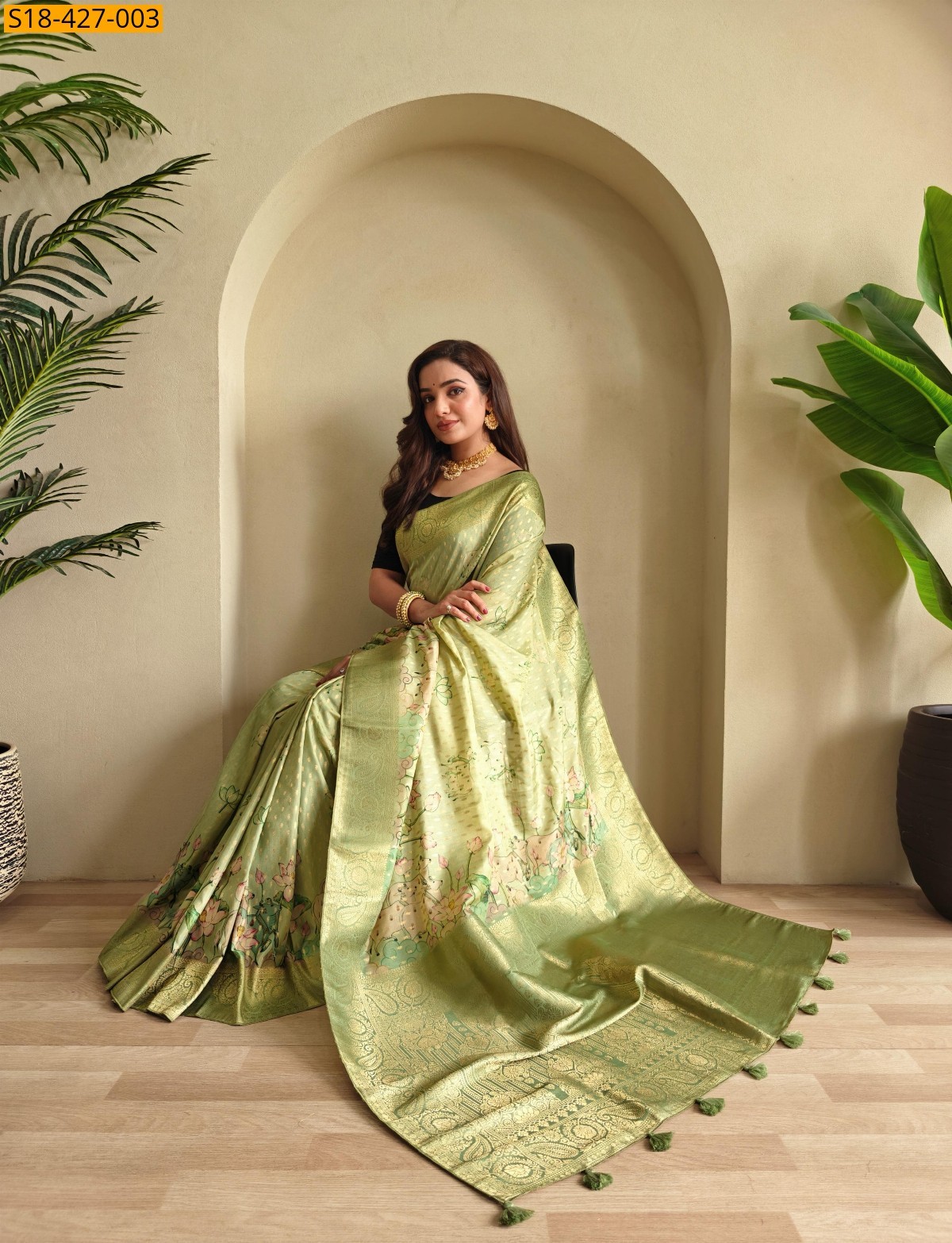 Green Fancy Viscose georgette sarees
