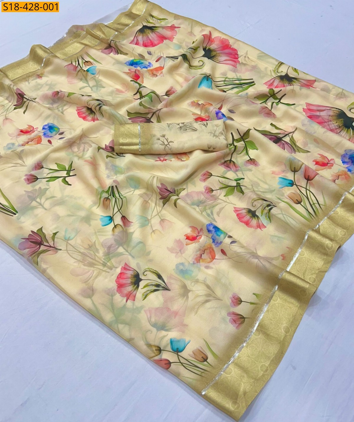 Light Yellow Fancy Viscose georgette sarees