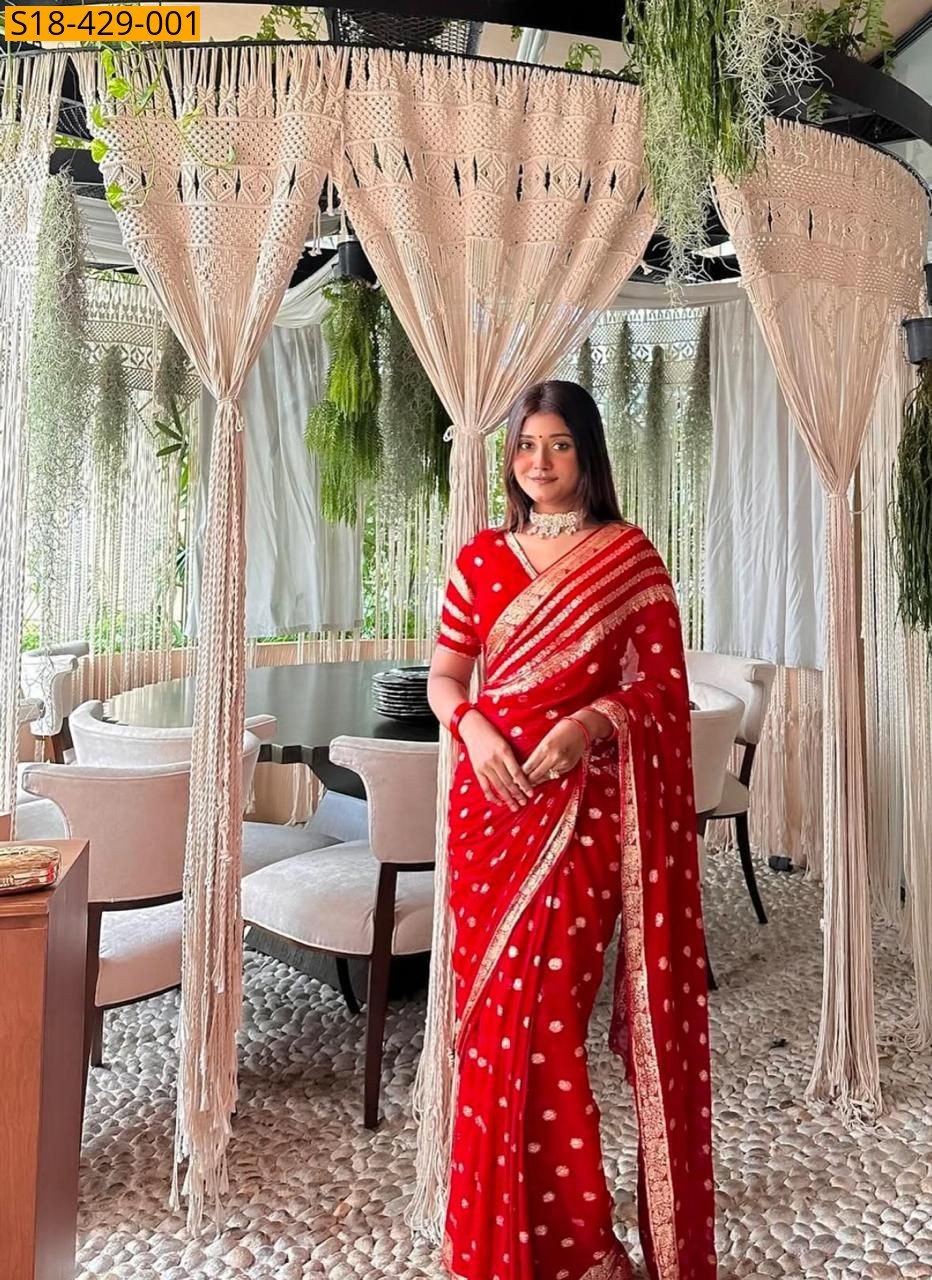 Red Fancy Viscose georgette sarees