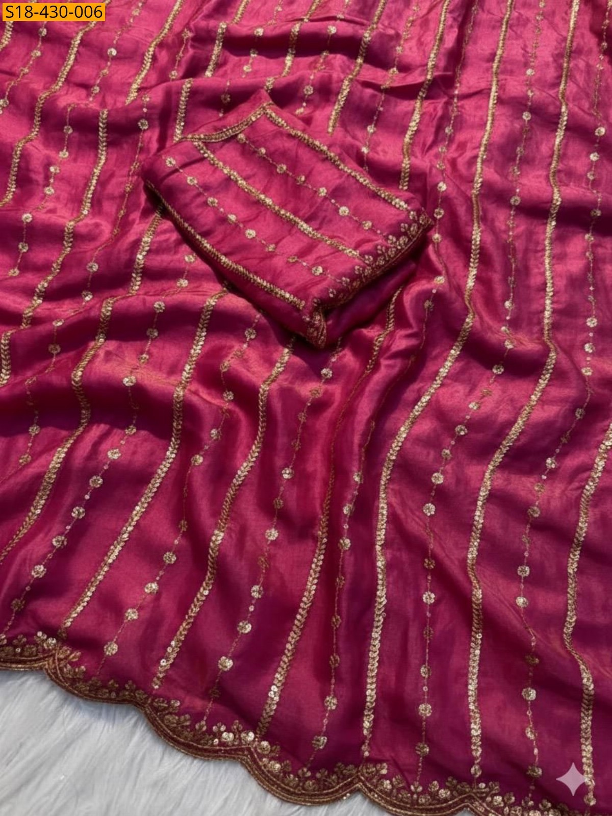 Pink Fancy Fendy Satin Dual Shad Saree