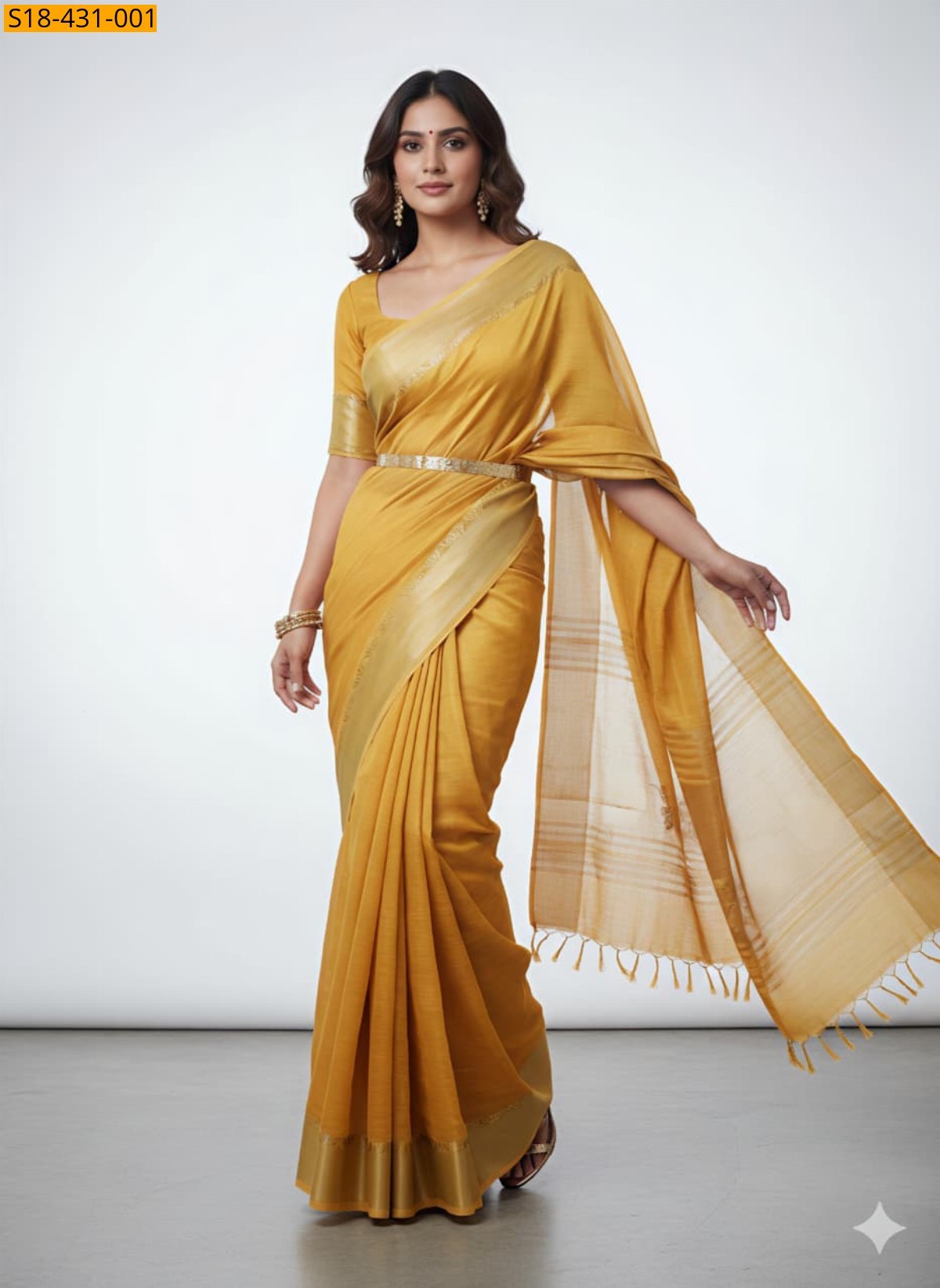Yellow Fancy Silk Saree