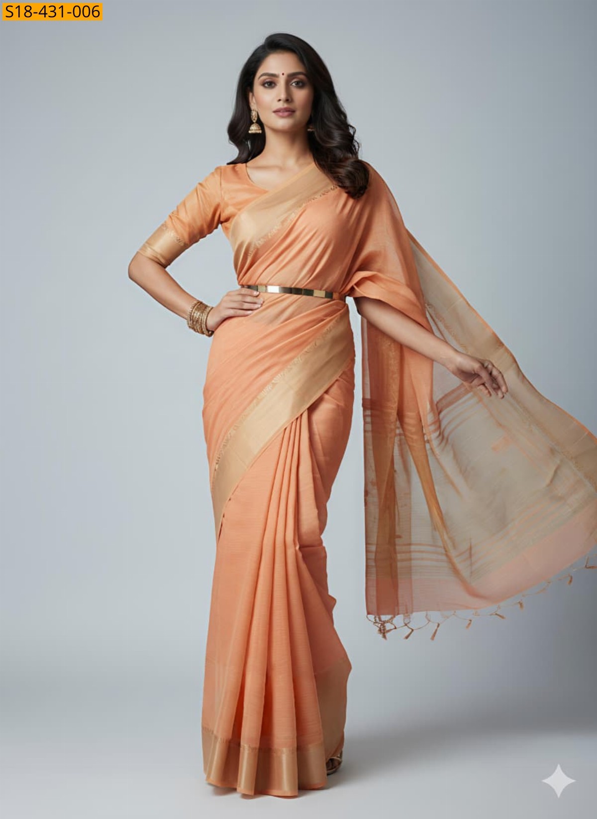 Orange Fancy Silk Saree