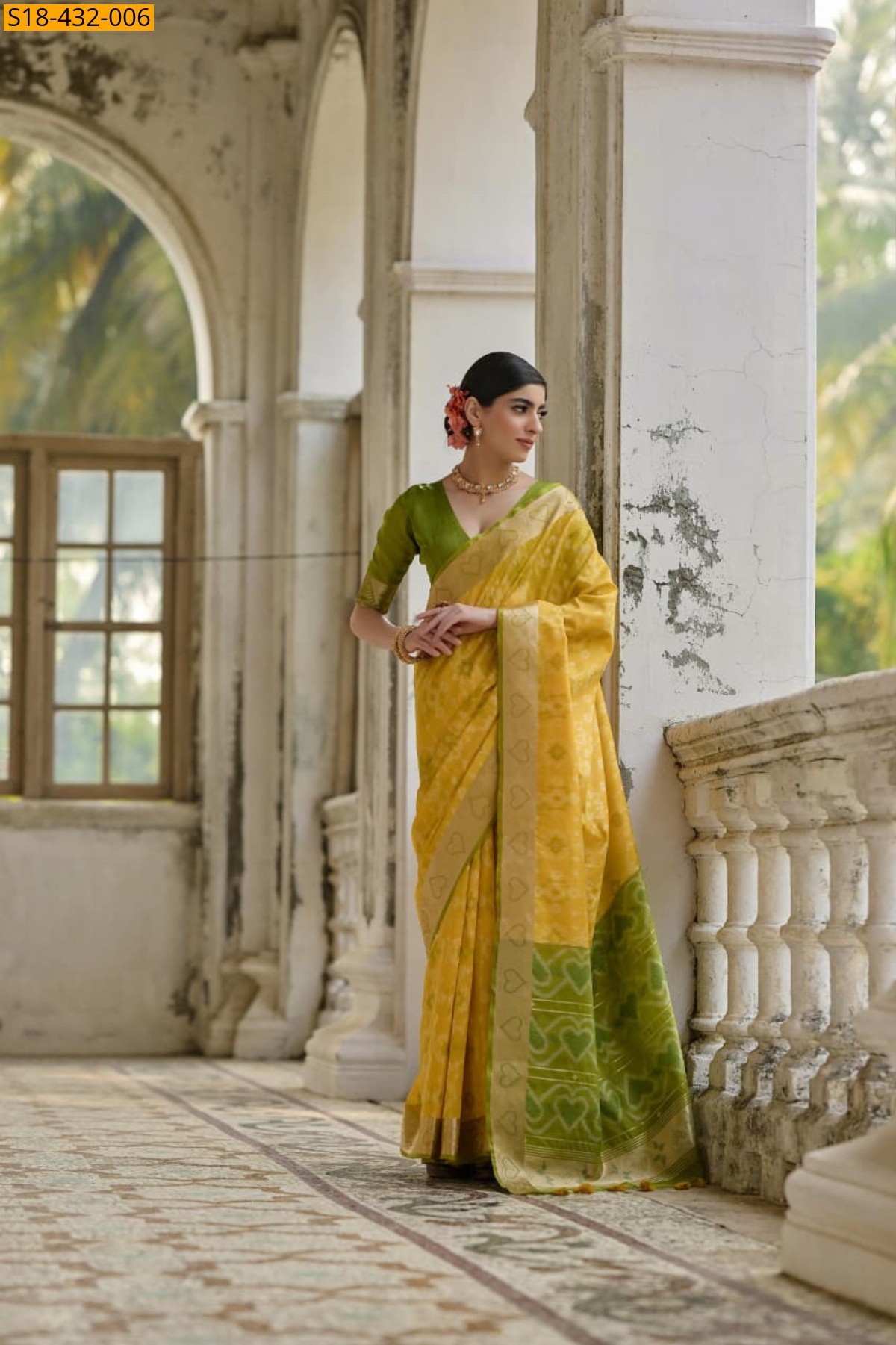 Yellow Fancy  Raw Silk saree