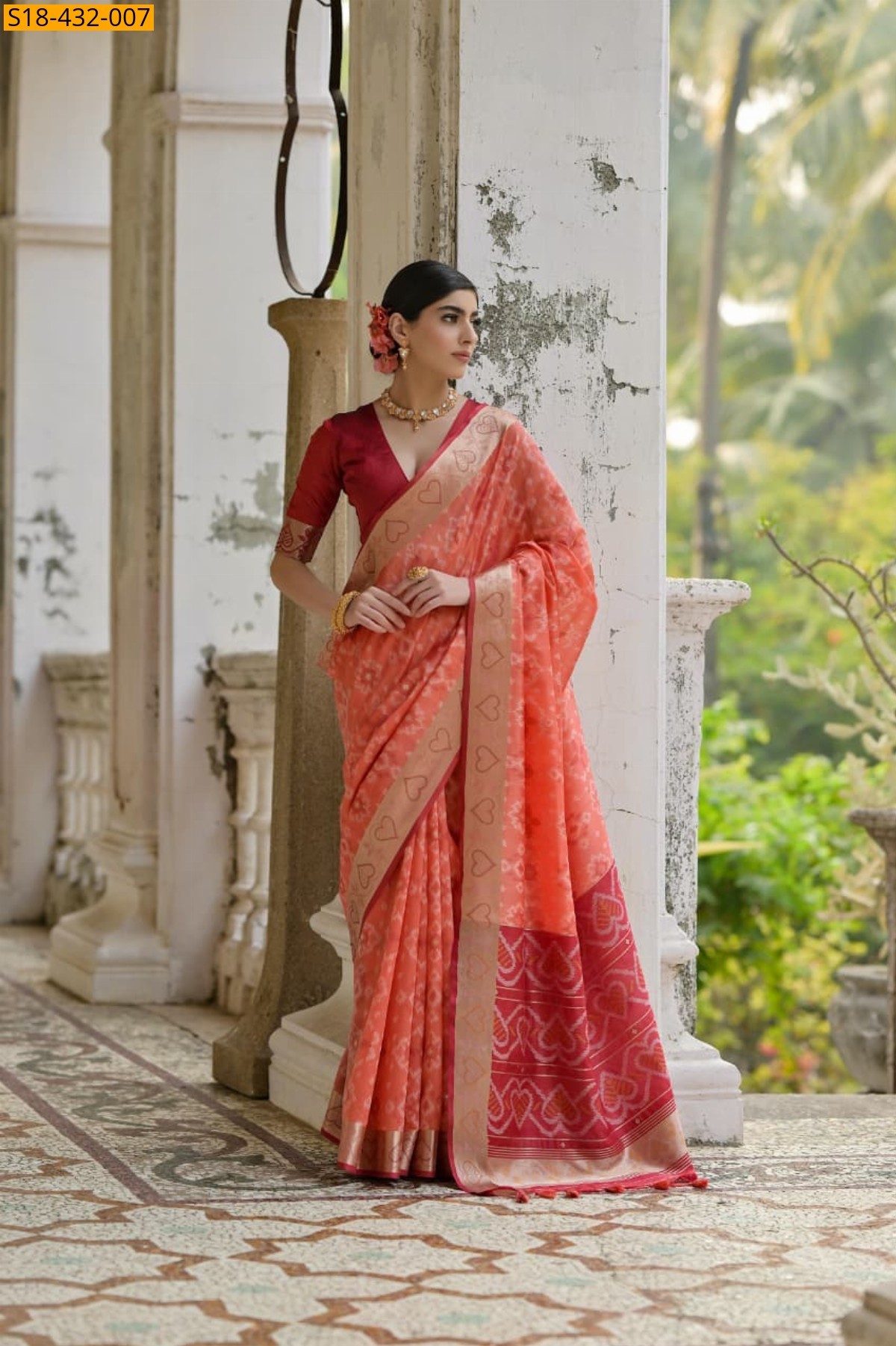 Peach Fancy  Raw Silk saree