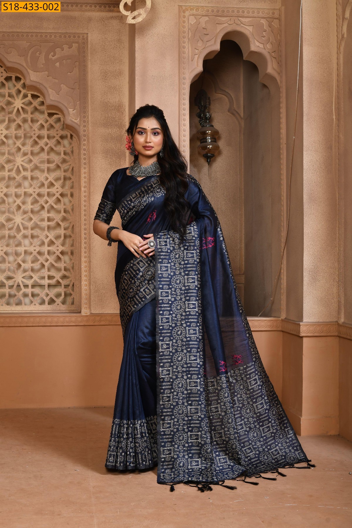 Navy Blue Fancy  Raw Silk saree