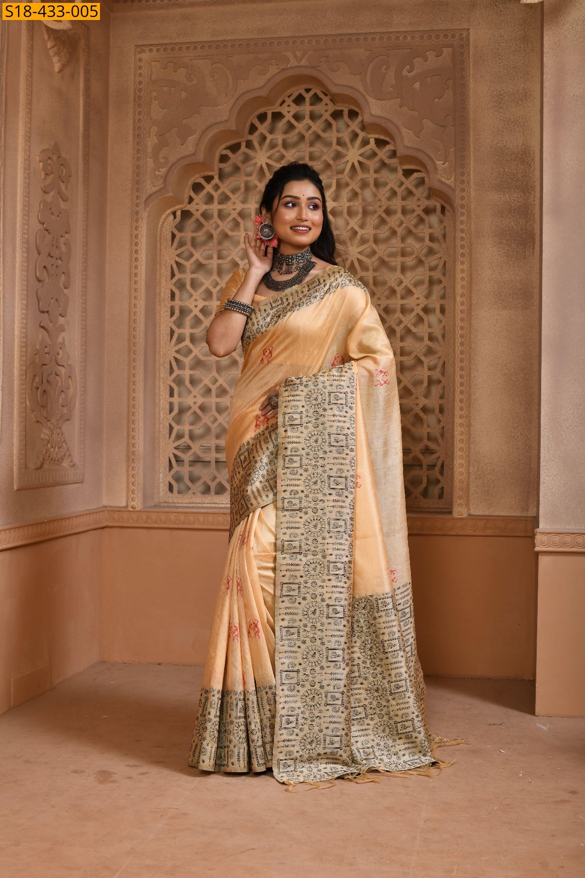 Sandal Fancy  Raw Silk saree