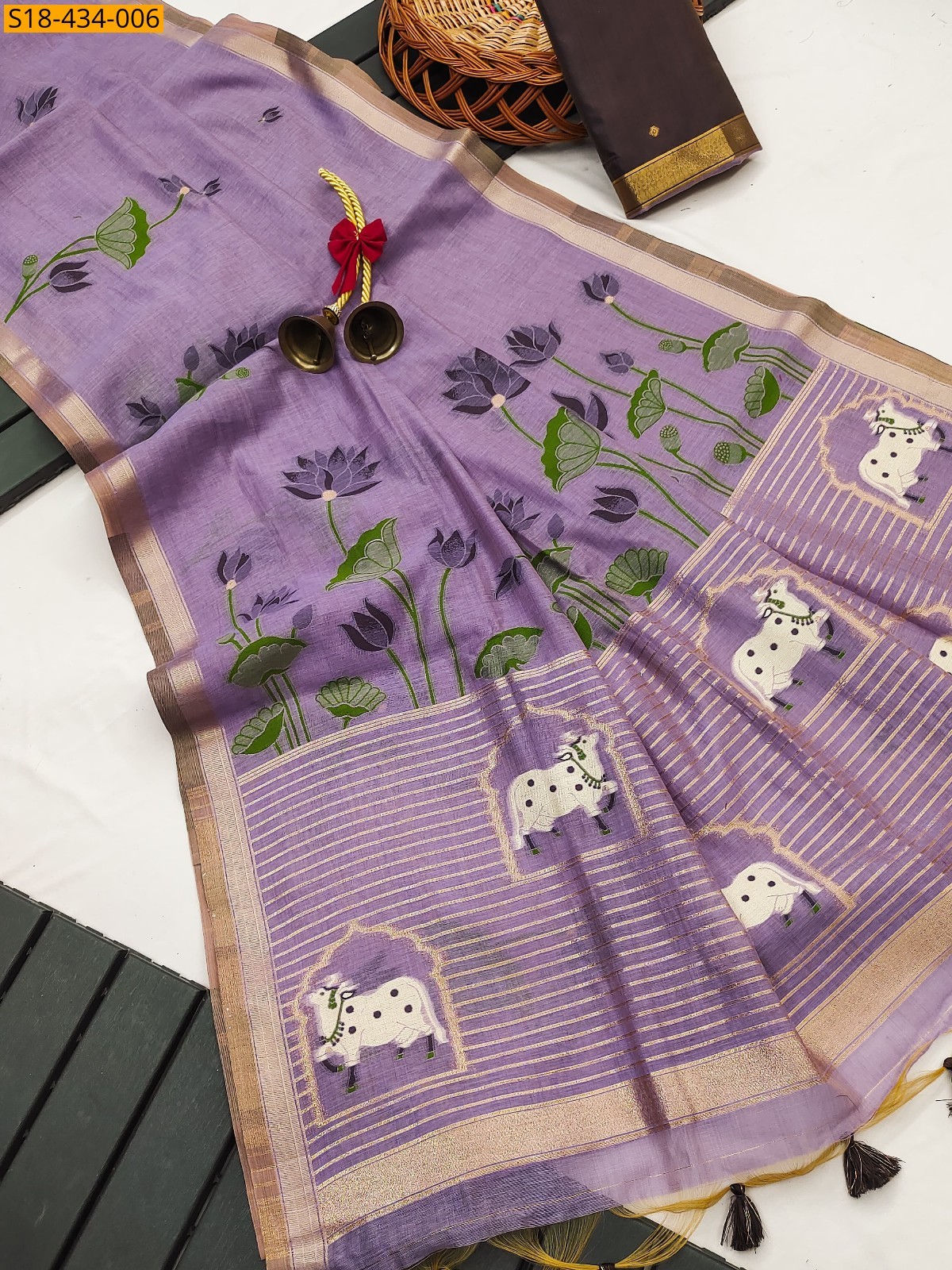 Lavender Fancy Muga Cotton saree