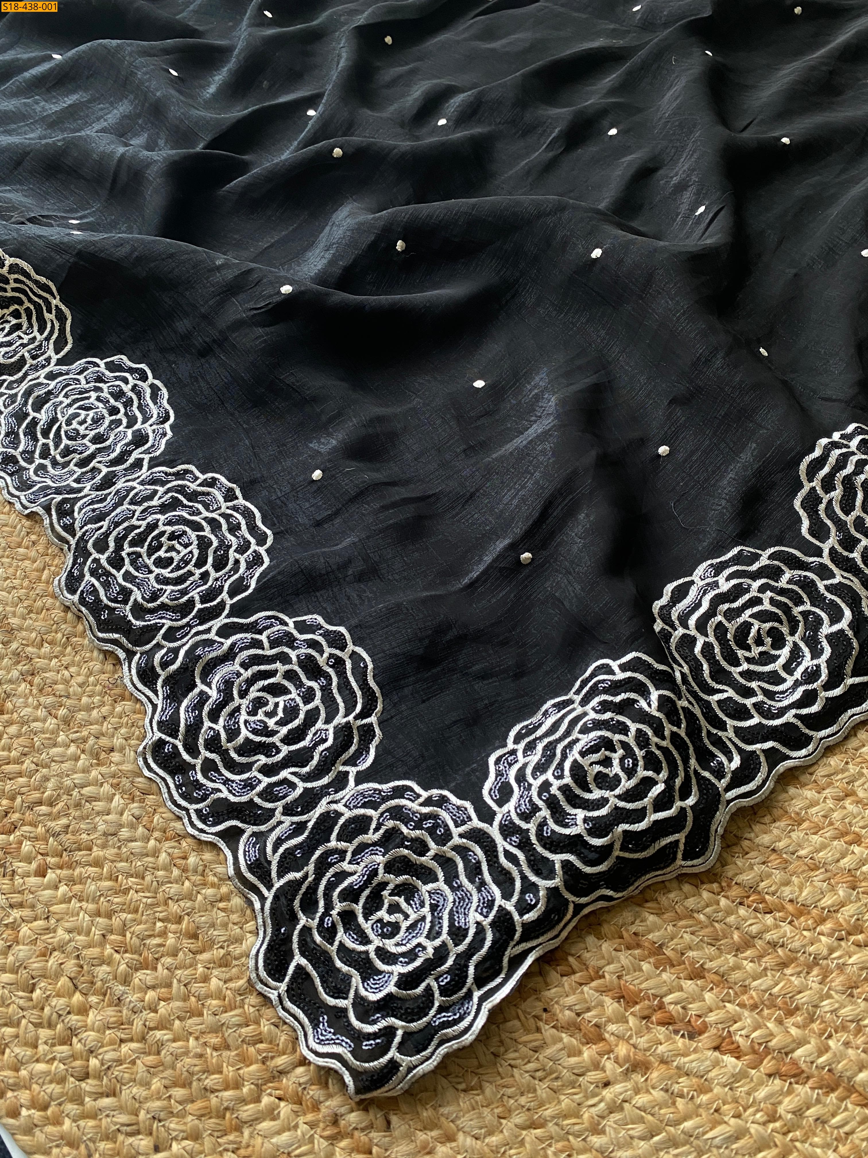 Black Fancy Crunchy Silk Saree