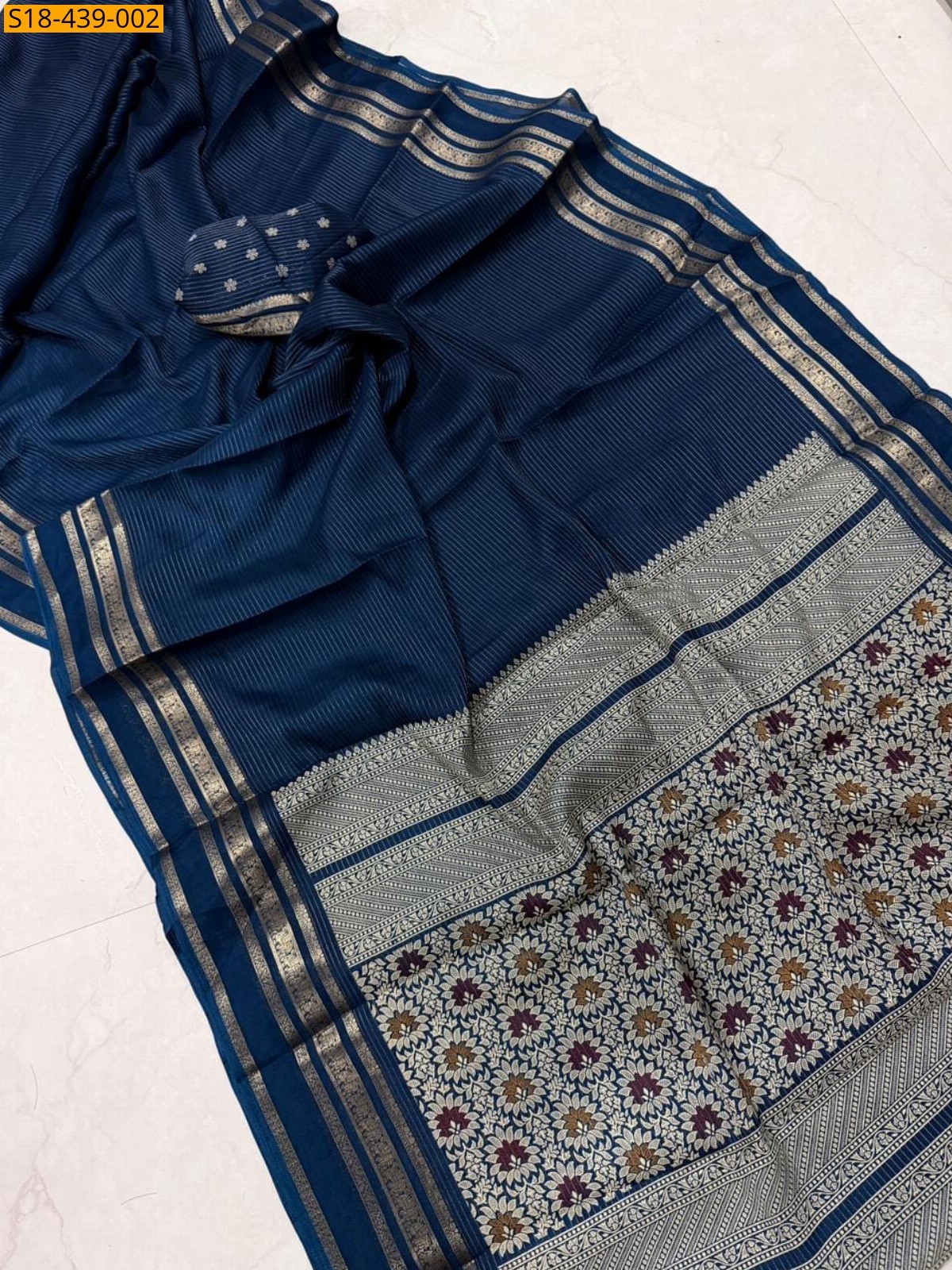 Navy blue Fancy Black Crepe silk sarees