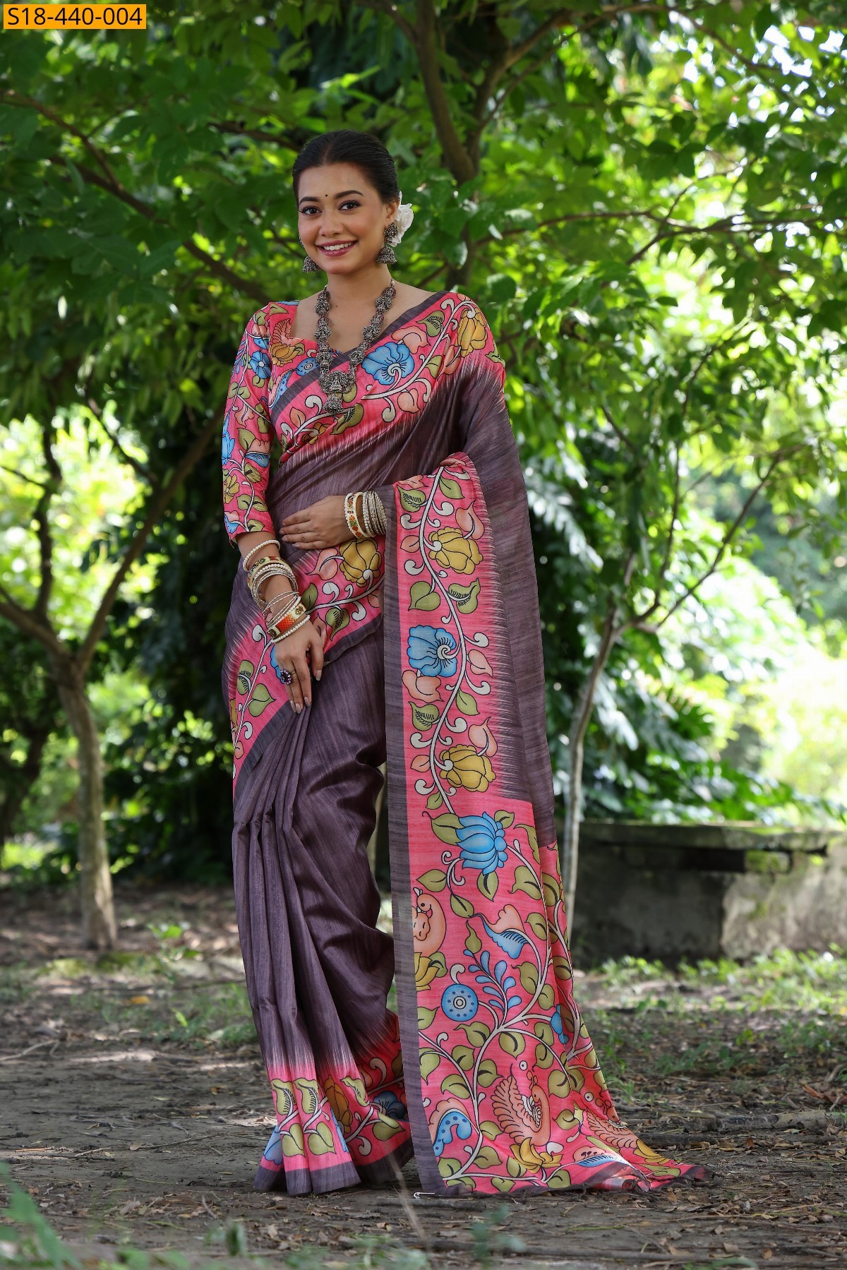 Brown Fancy Tussar silk sarees 