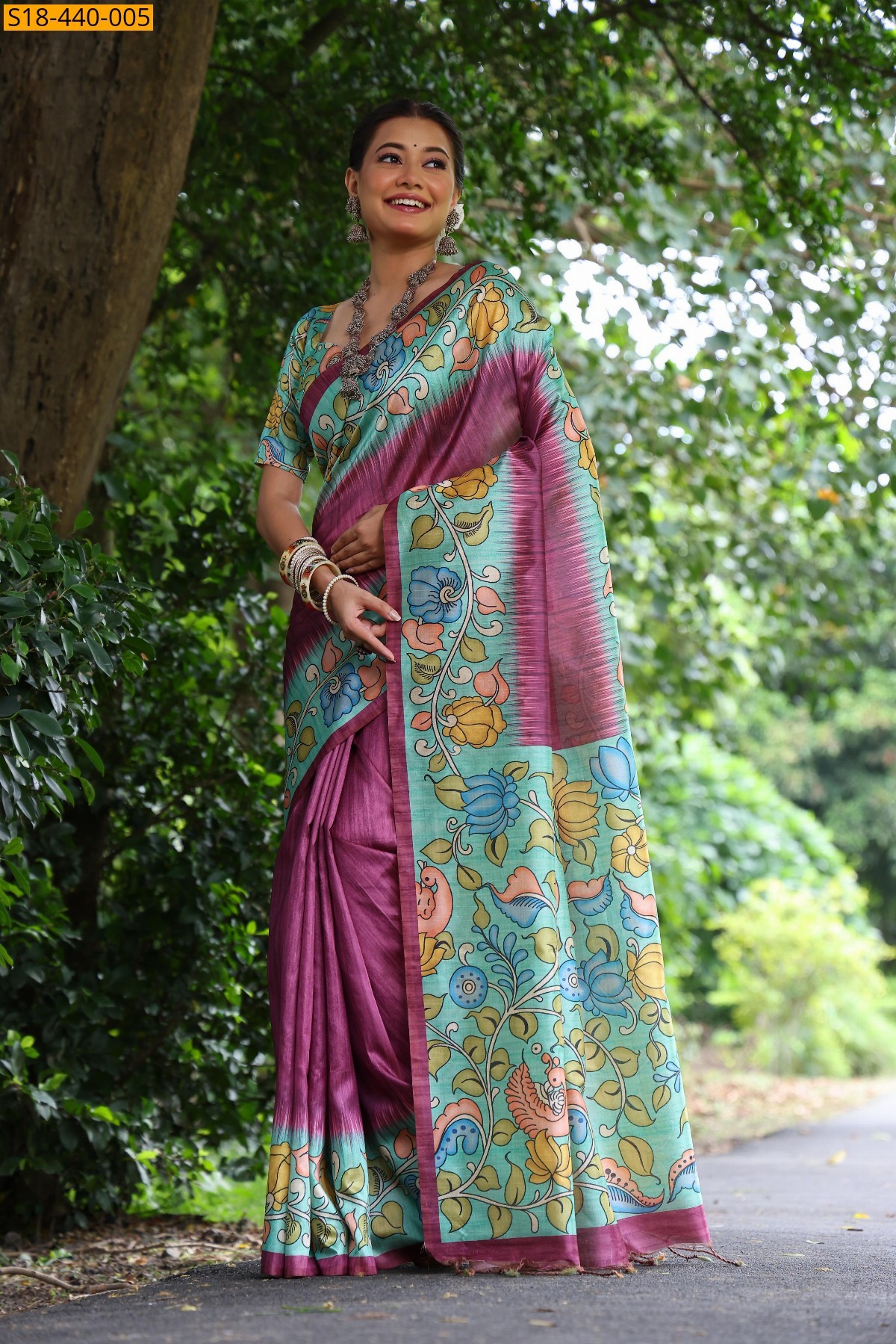 Wine Fancy Tussar silk sarees 