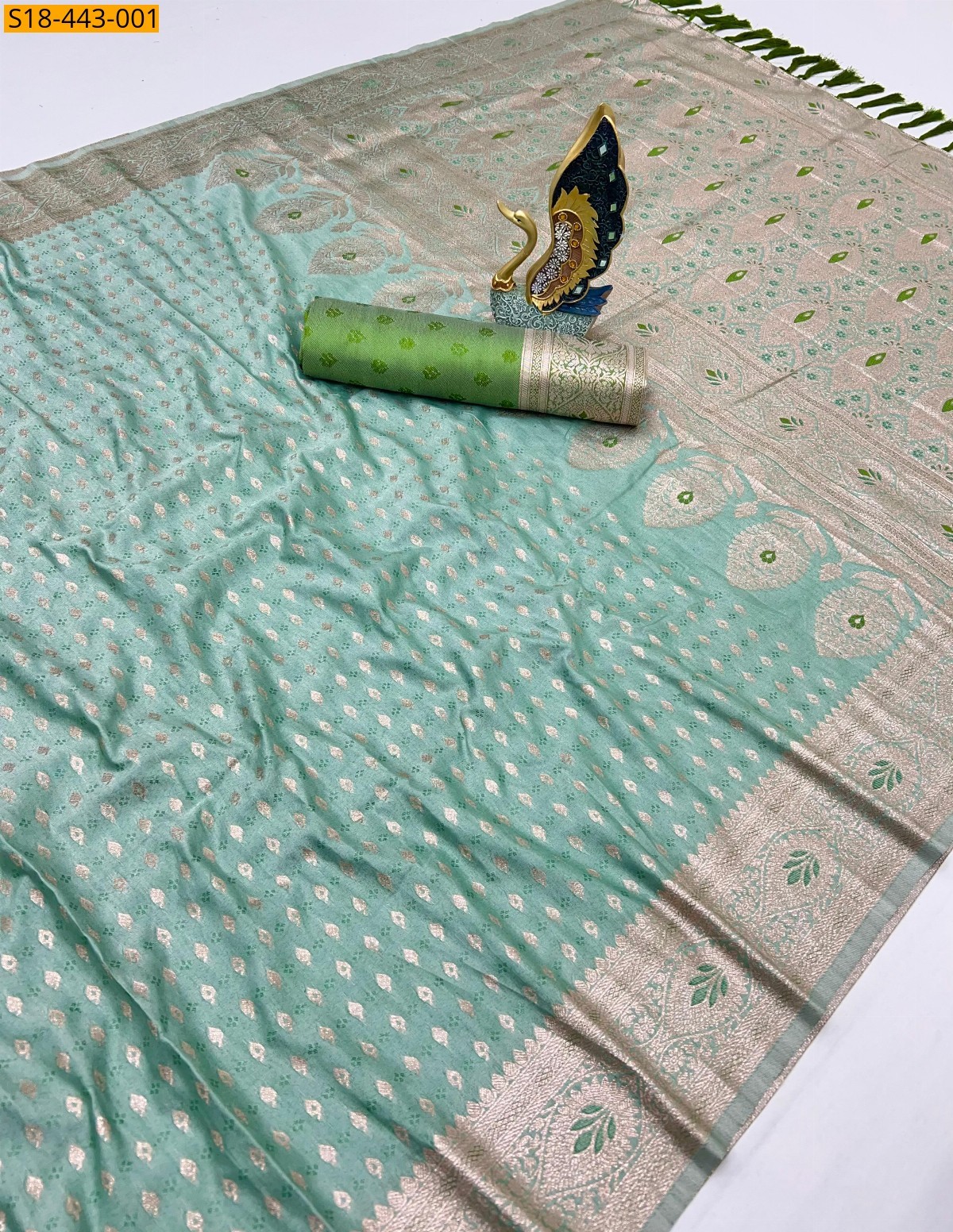 Pista green Fancy kanjivuram silk sarees