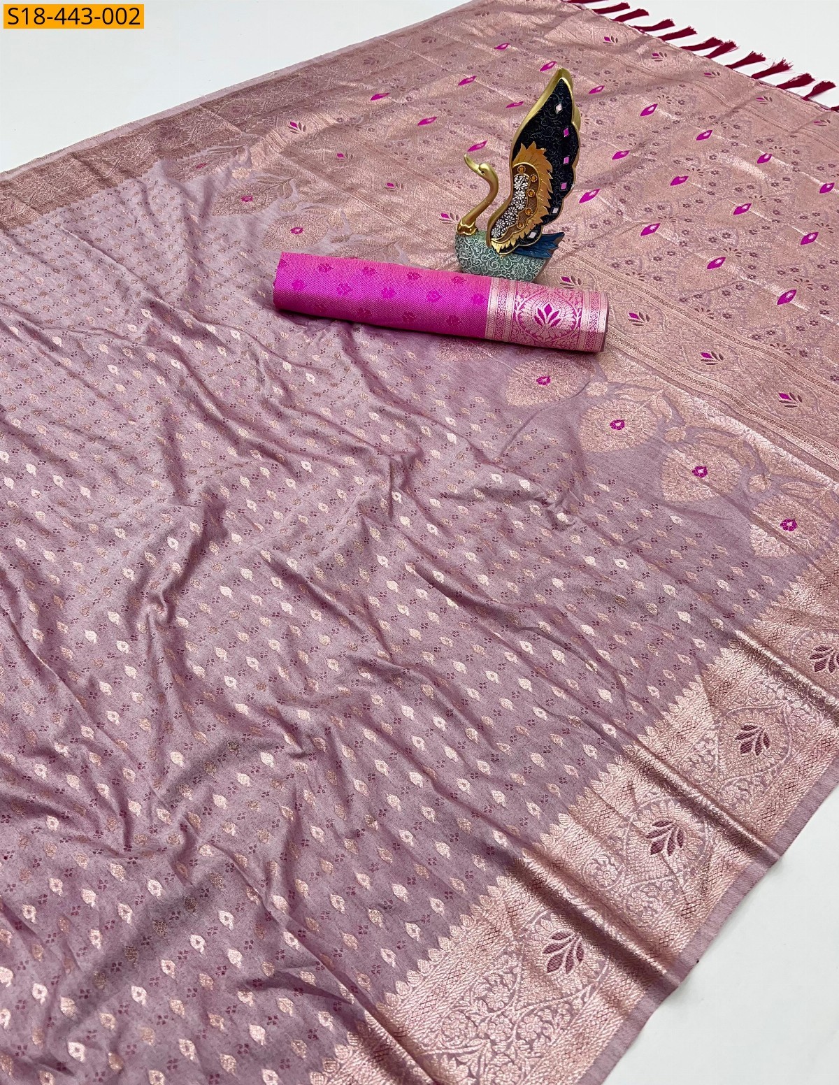 Onion pink Fancy kanjivuram silk sarees