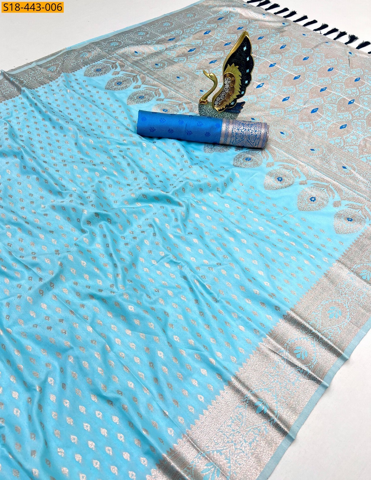 Sky blue Fancy kanjivuram silk sarees