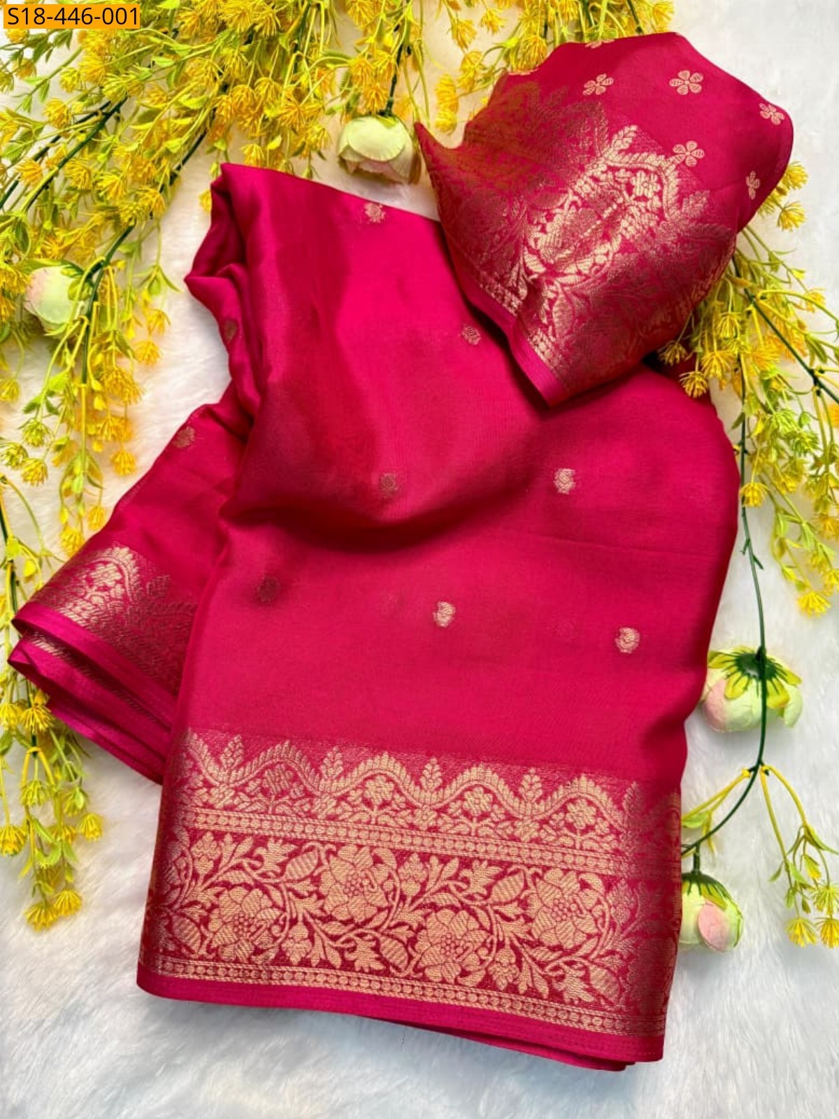 Pink  Fancy Creap Silk saree
