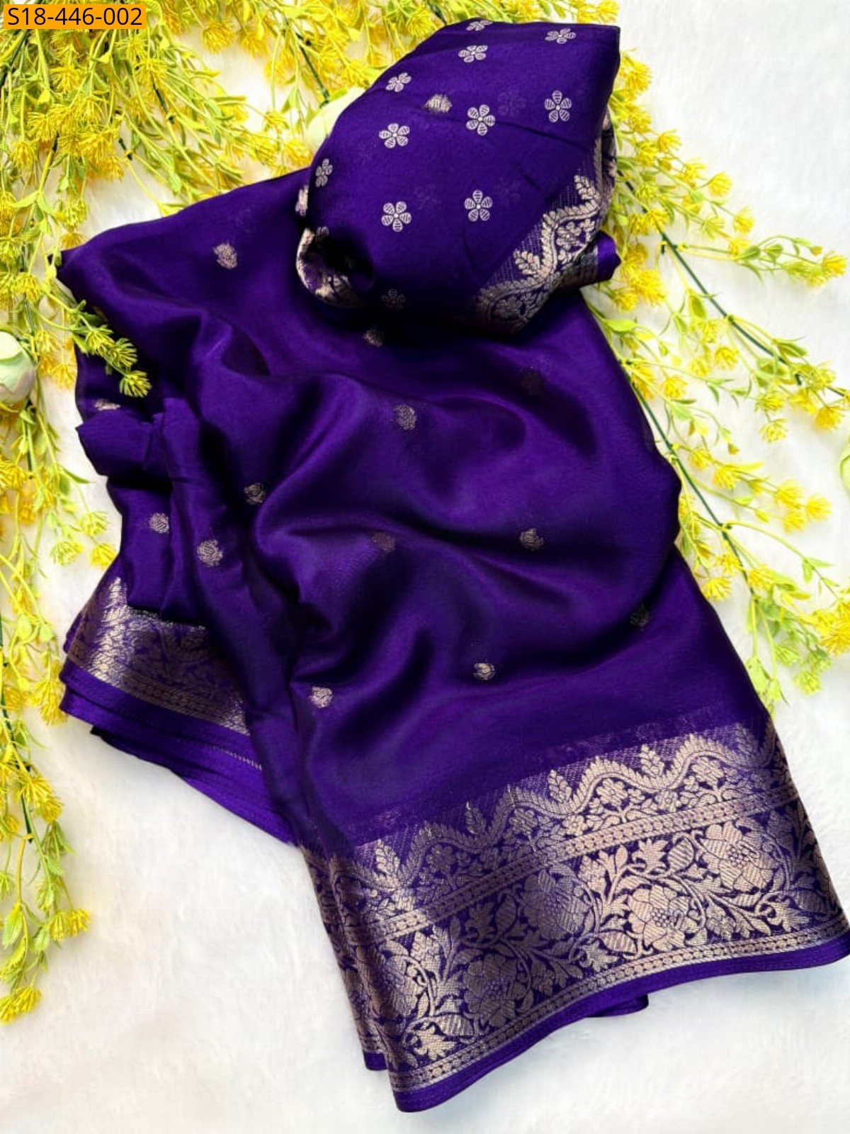 Voilet Fancy Creap Silk saree