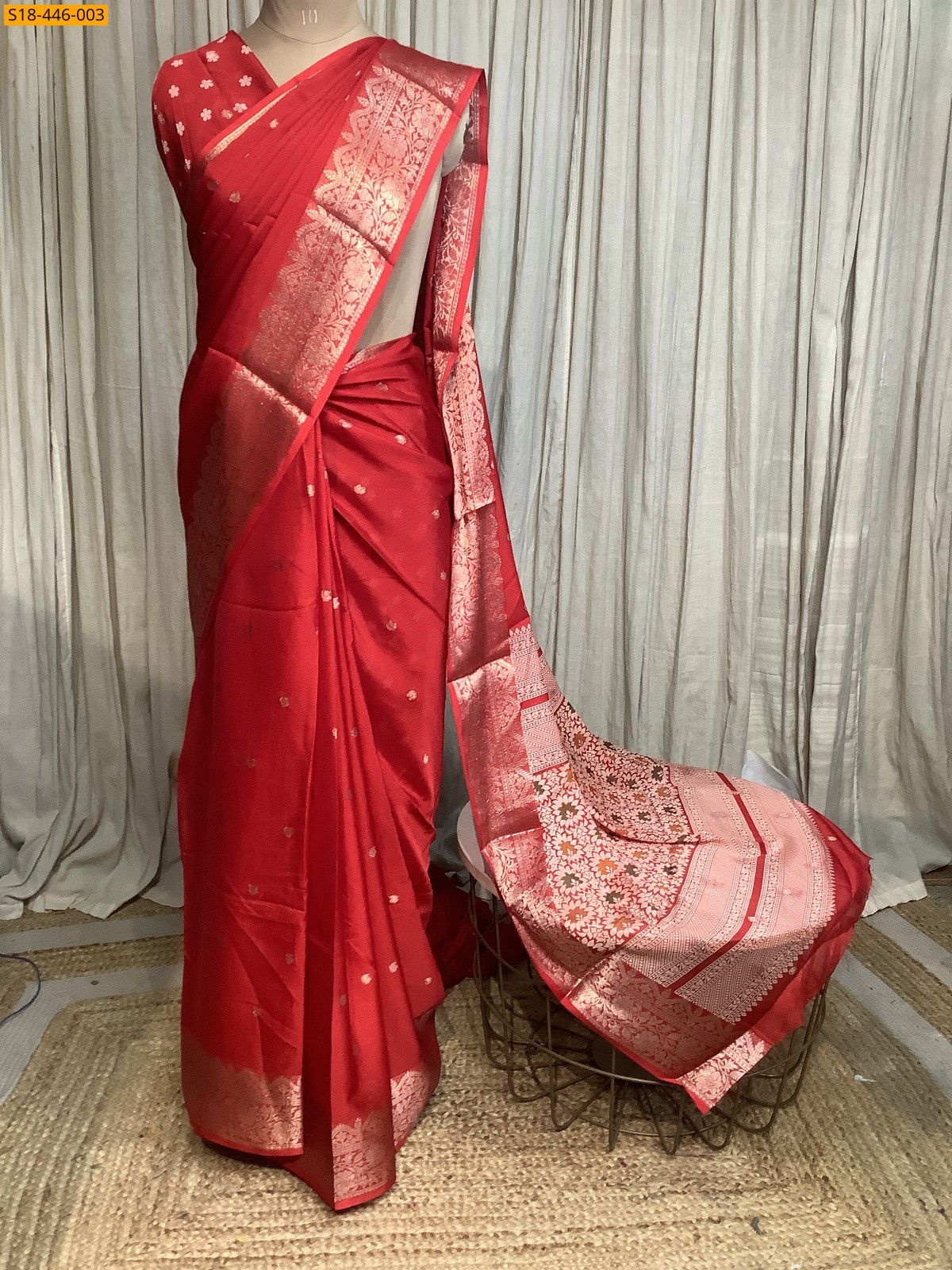 Red Fancy Creap Silk saree