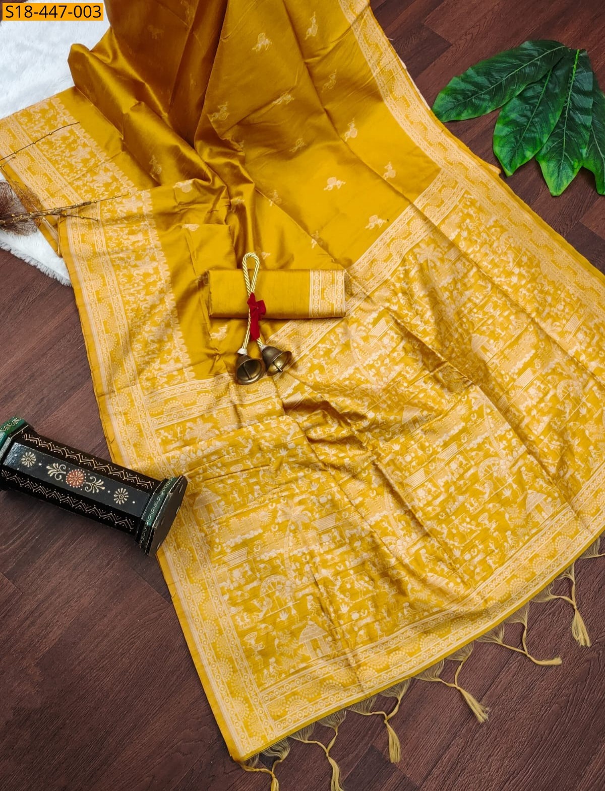 Yellow Fancy Banglori raw silk Saree