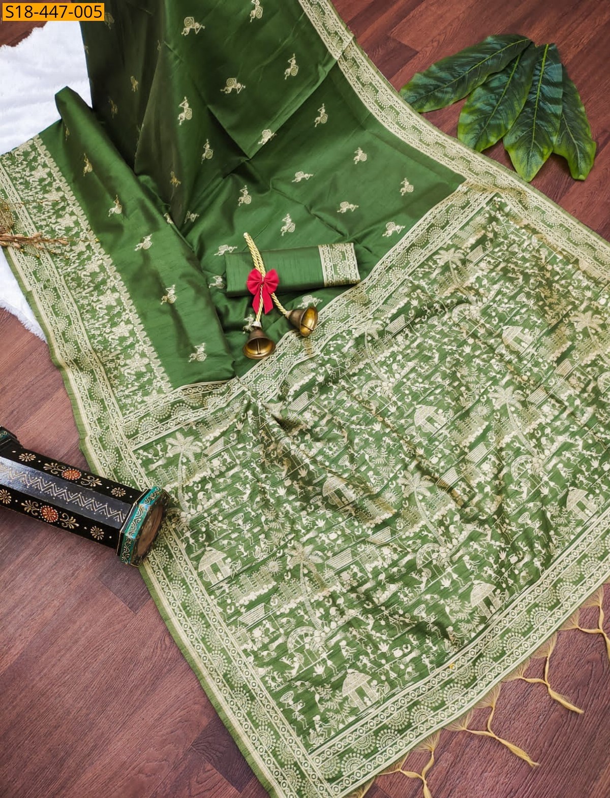 Dark Green Fancy Banglori raw silk Saree