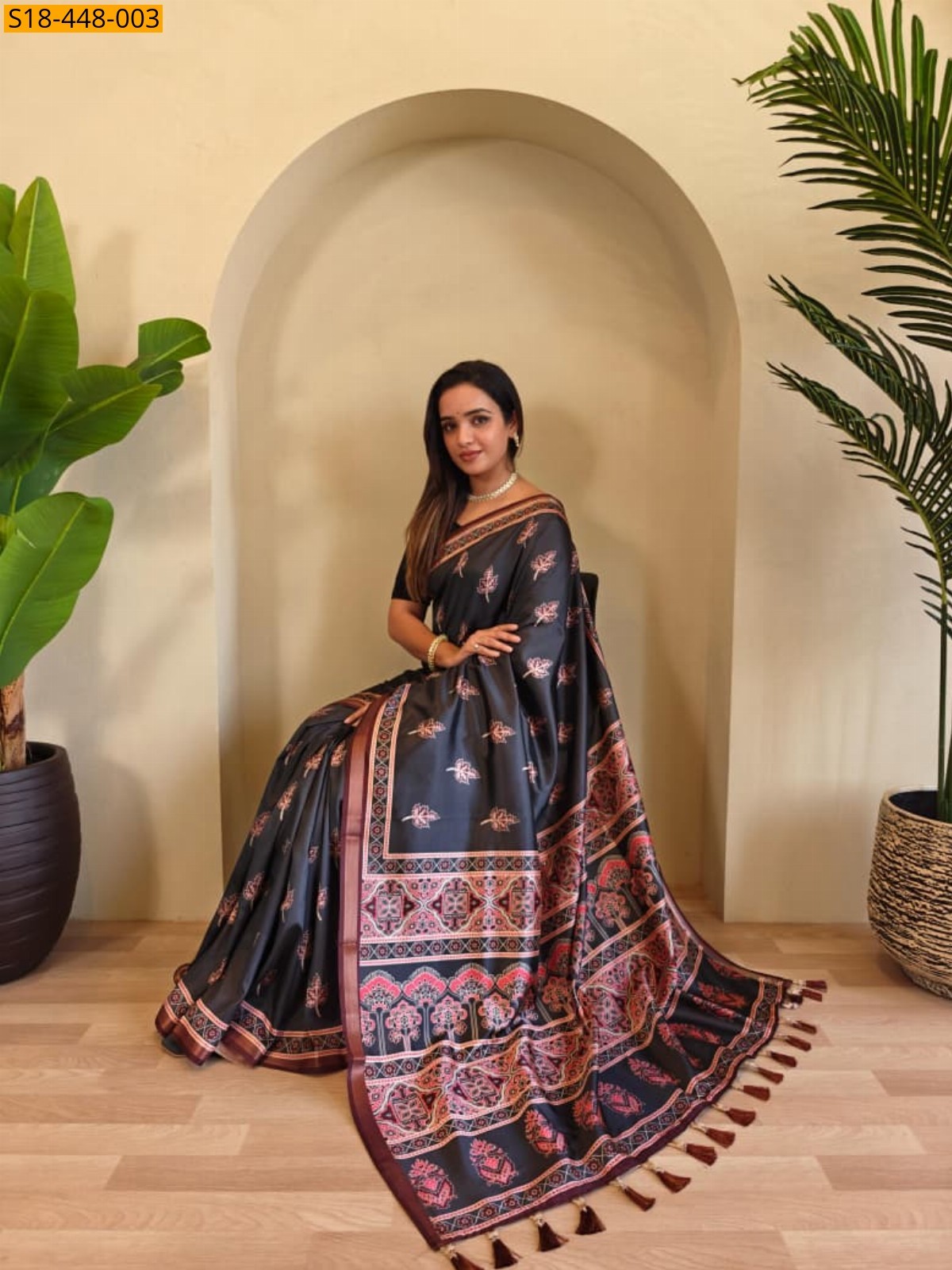 Black Fancy  Dola Viscose saree
