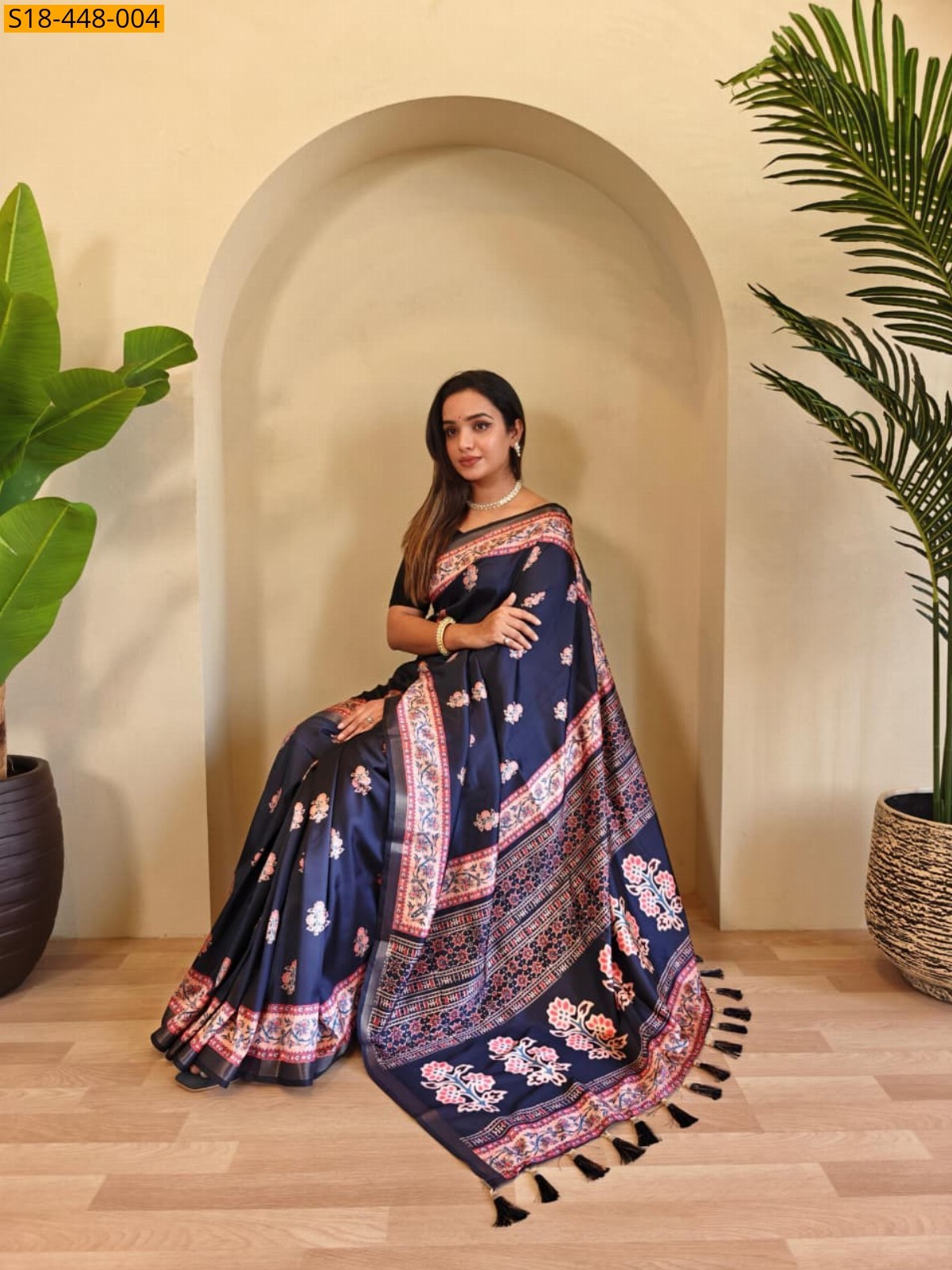 Navy Blue Fancy  Dola Viscose saree