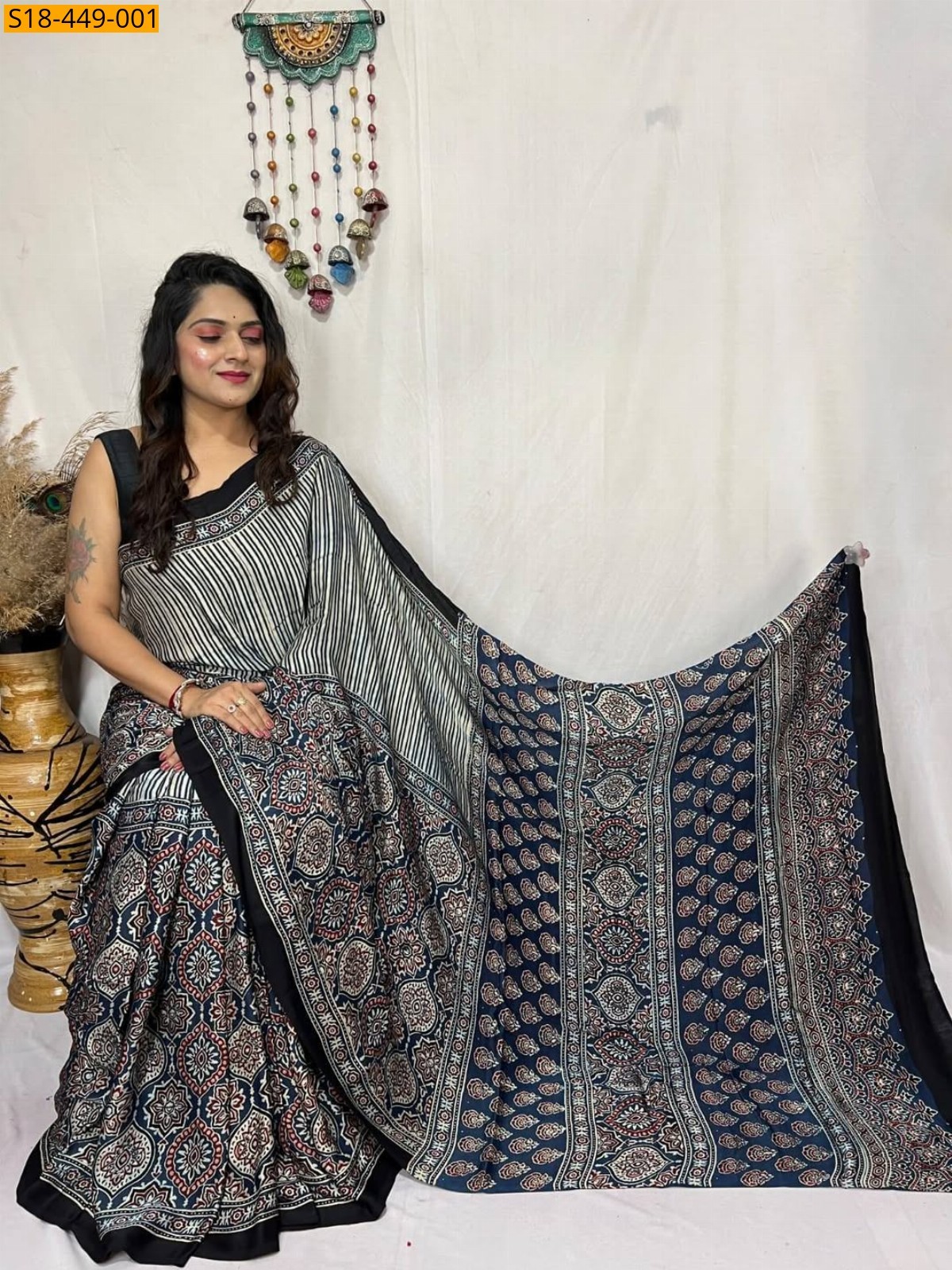 Black Fancy Semi Gajji Silk saree