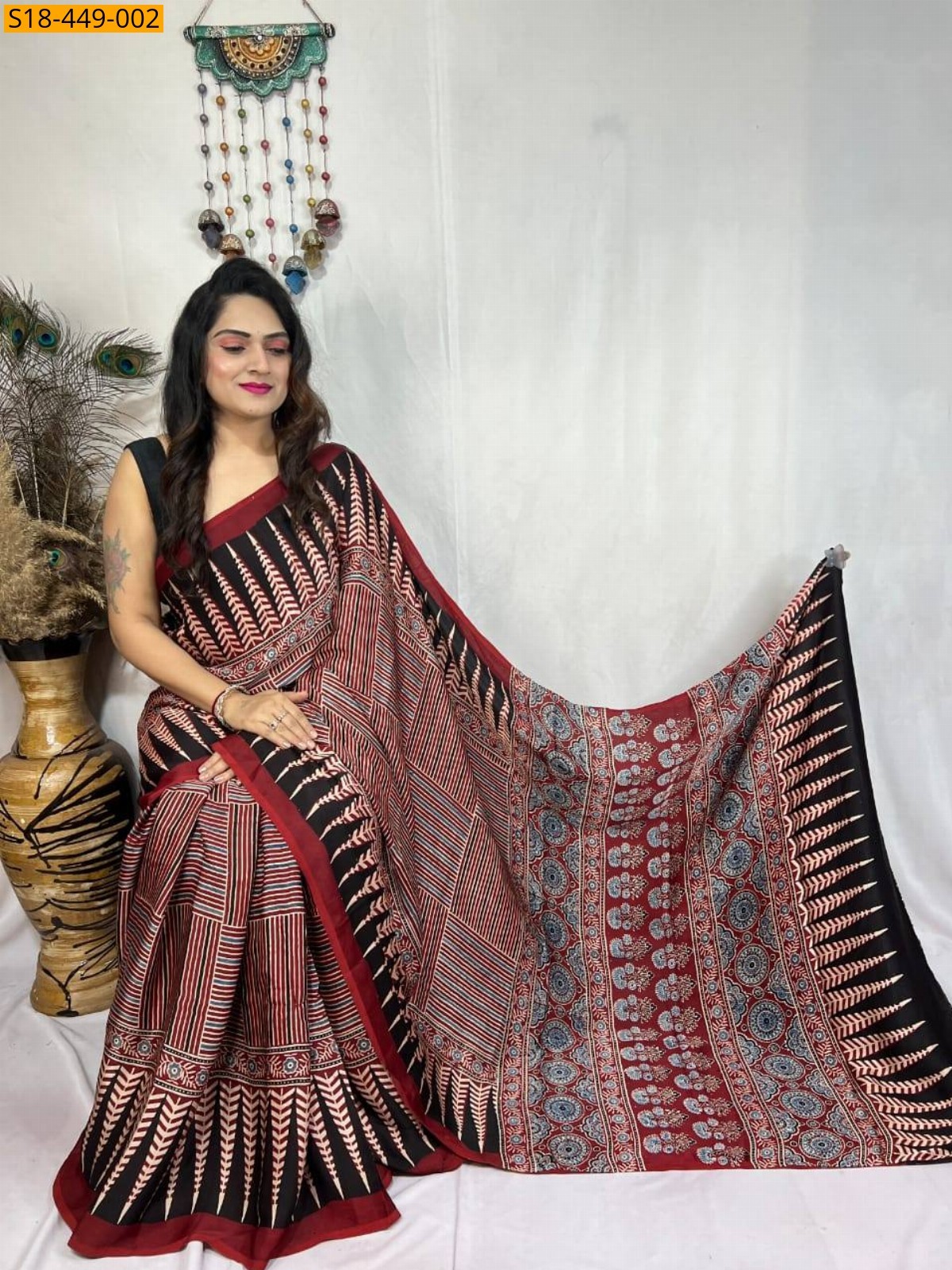 Red Fancy Semi Gajji Silk saree