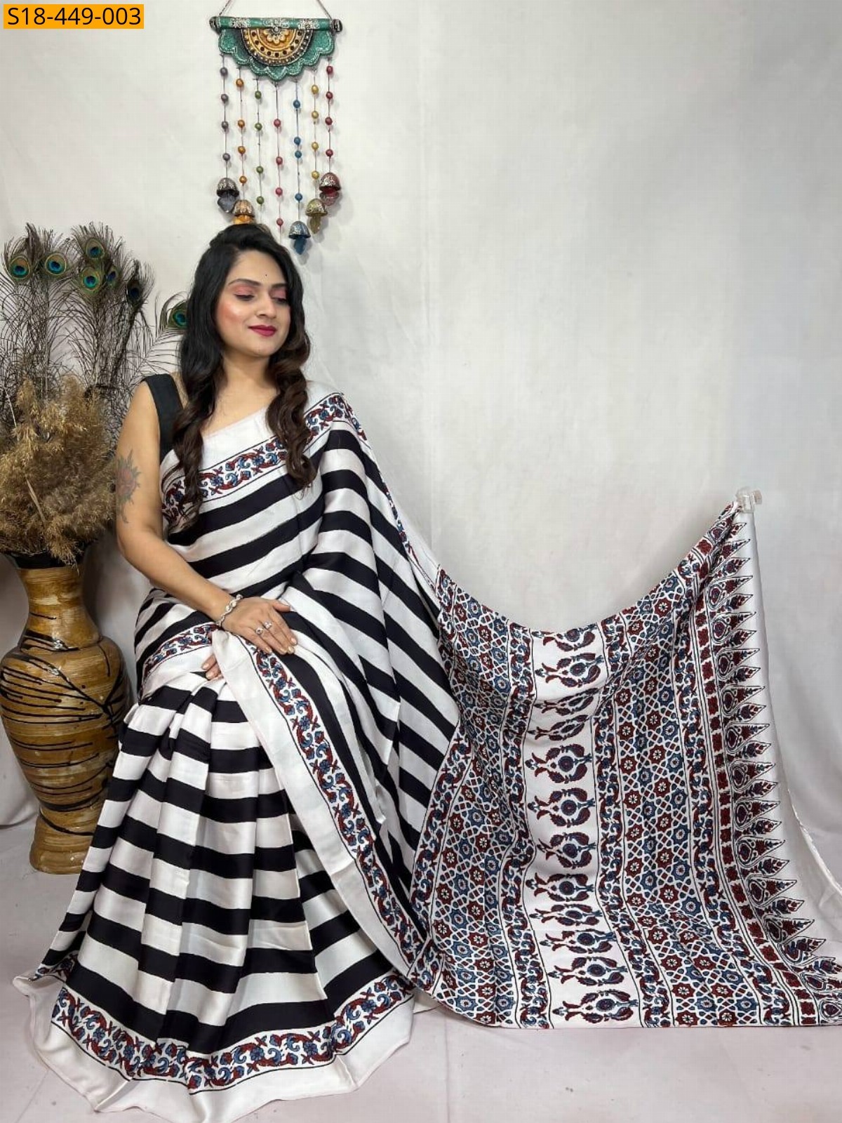 White Fancy Semi Gajji Silk saree